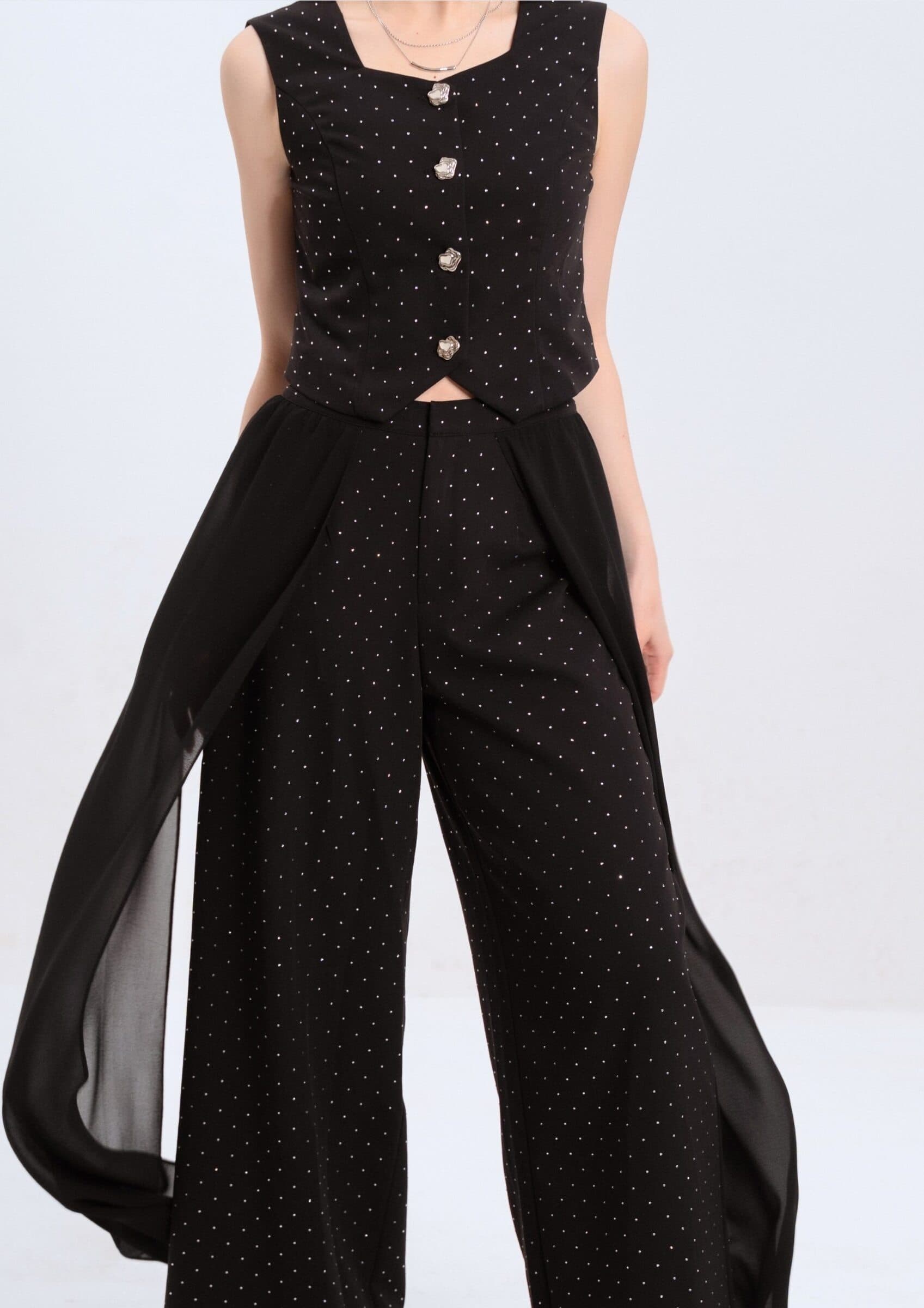 Rhinestone Organza Pants ZLP5043
