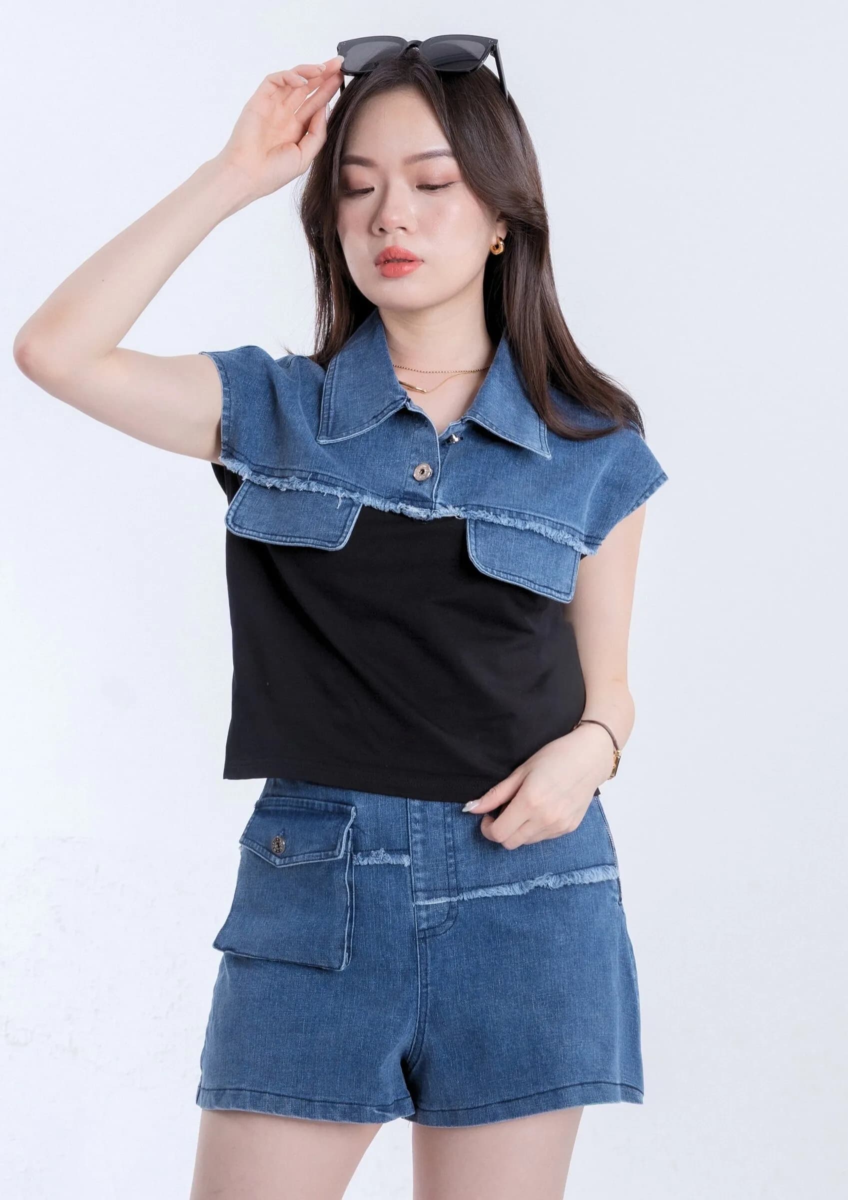Eleanor Patchwork Denim Top ZBP5266