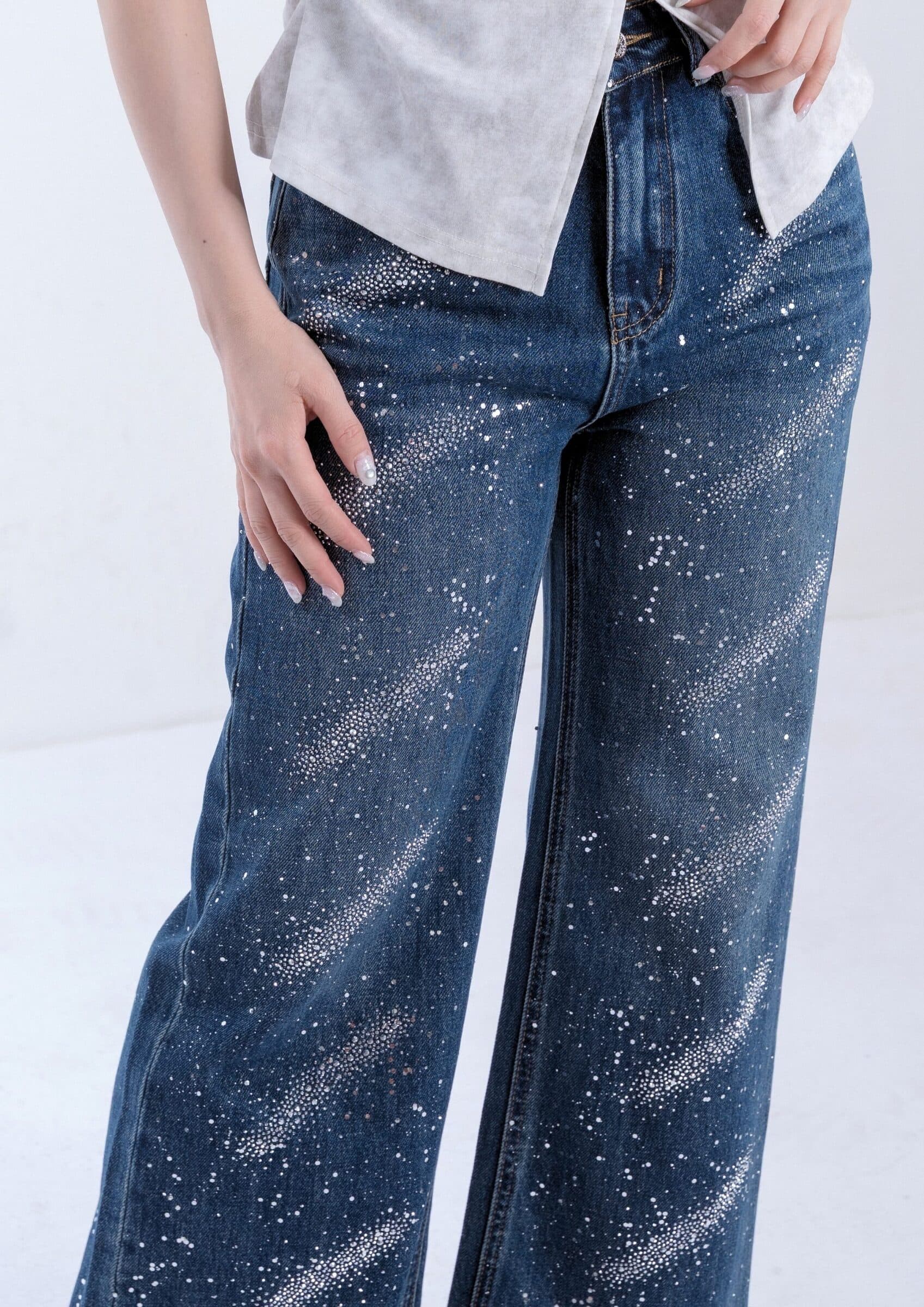 Rhinestone Denim Pants ZJL5037