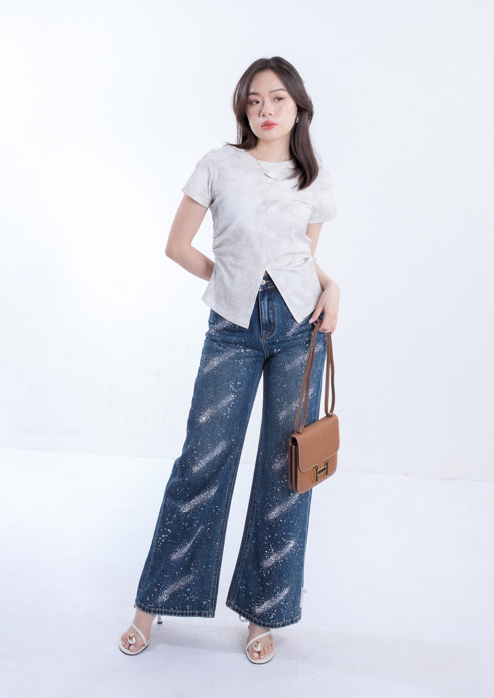 Rhinestone Denim Pants ZJL5037