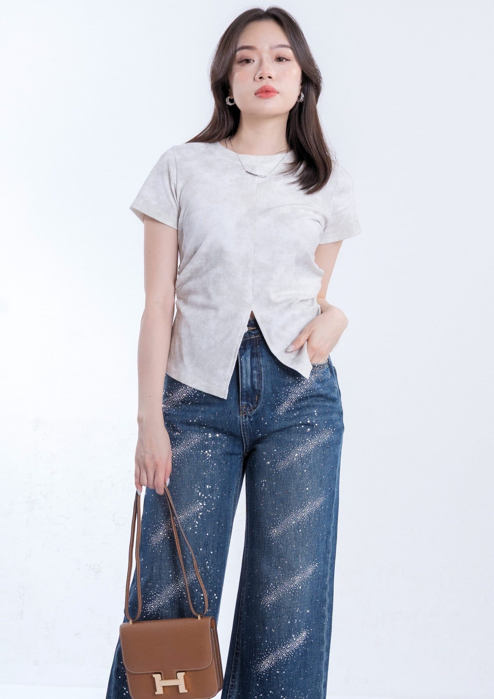 Rhinestone Denim Pants ZJL5037