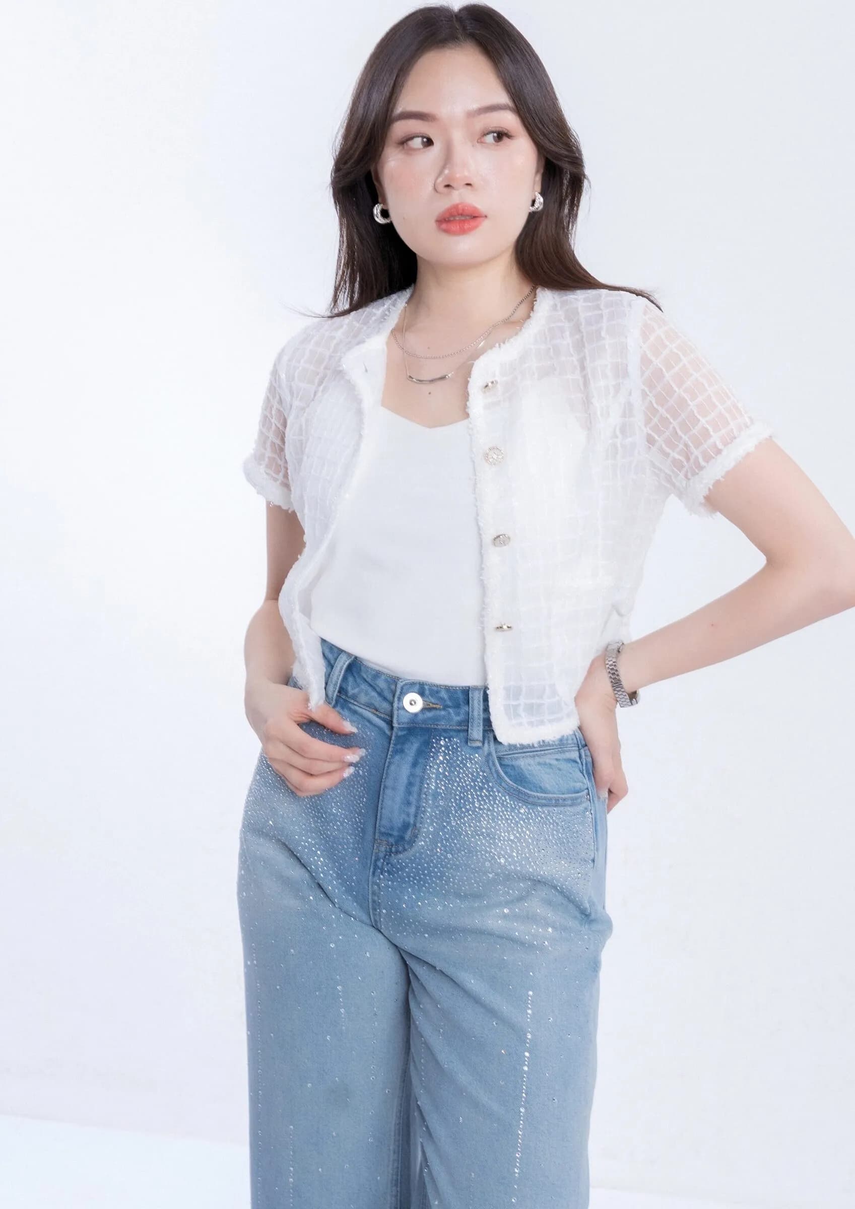 Sheer Chiffon Short Sleeve Top ZBP5272