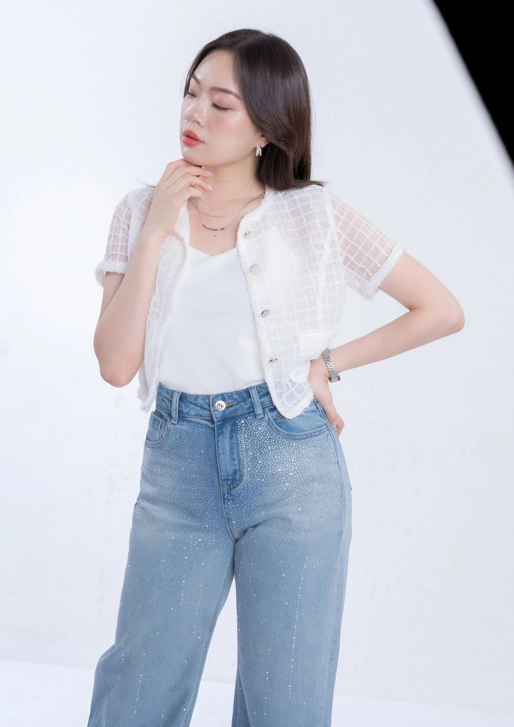 Sheer Chiffon Short Sleeve Top ZBP5272