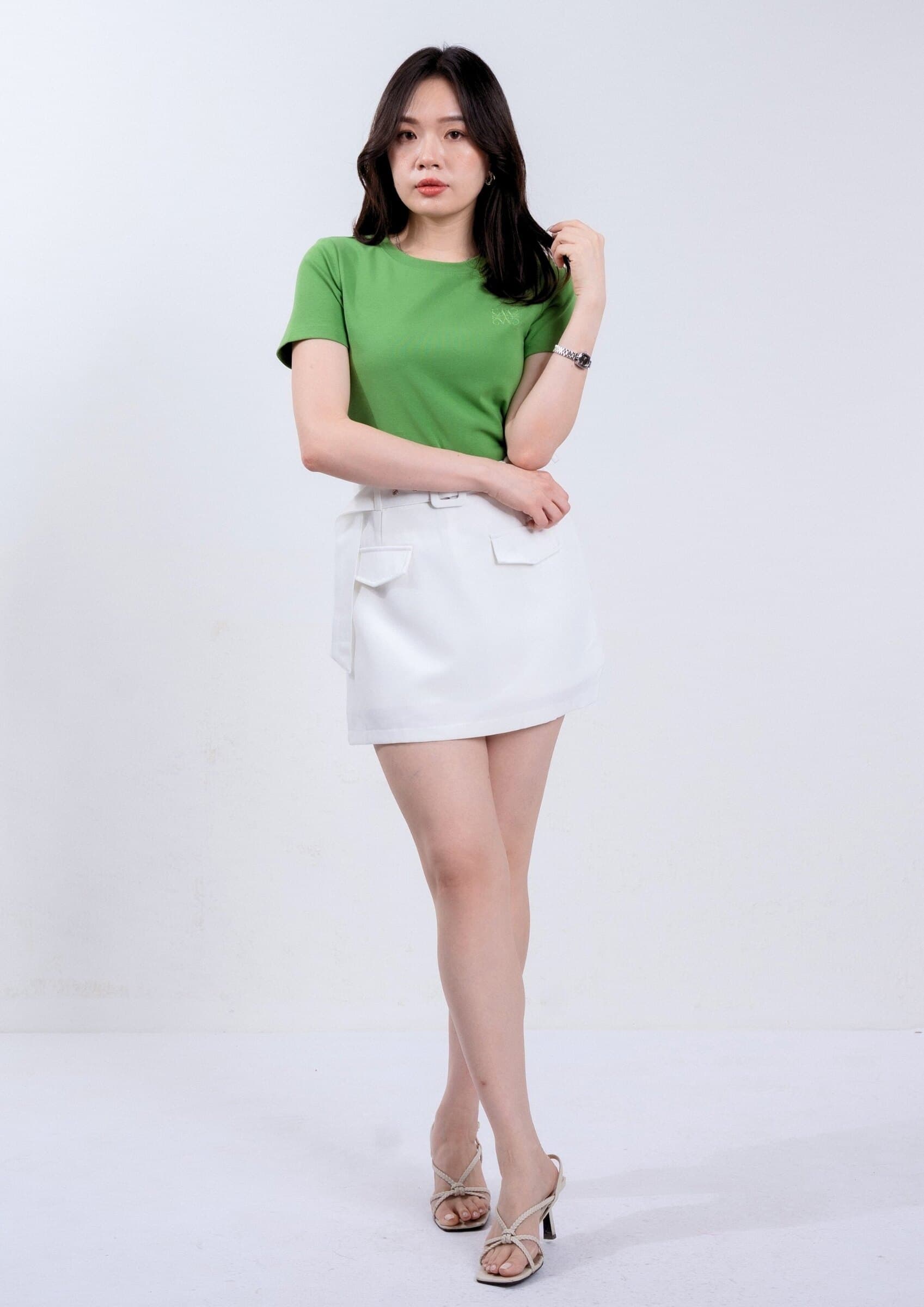 Skirt with Built-In Wide Belt ZSK6003