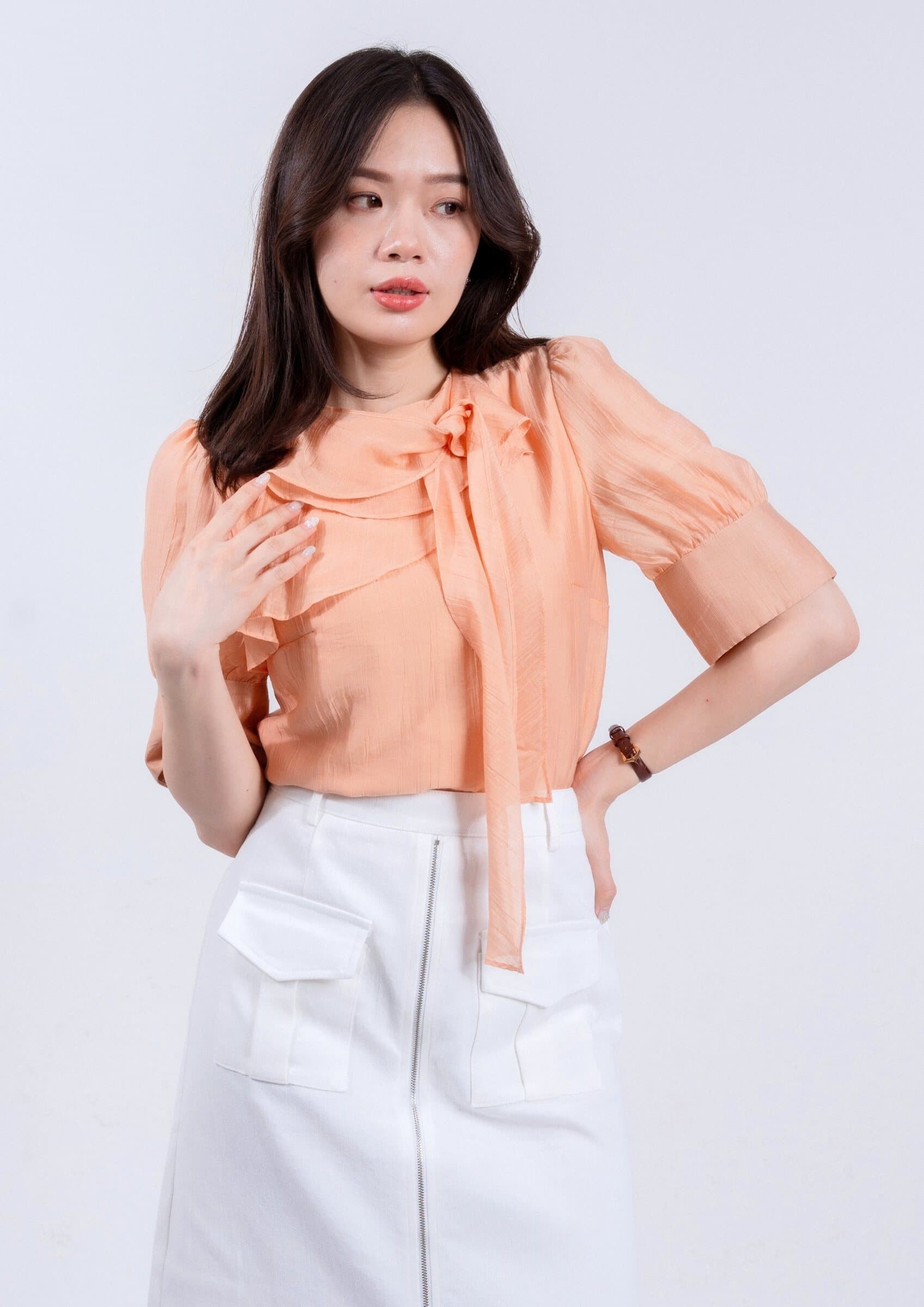 Organza Tie-Front Shirt ZBP6012