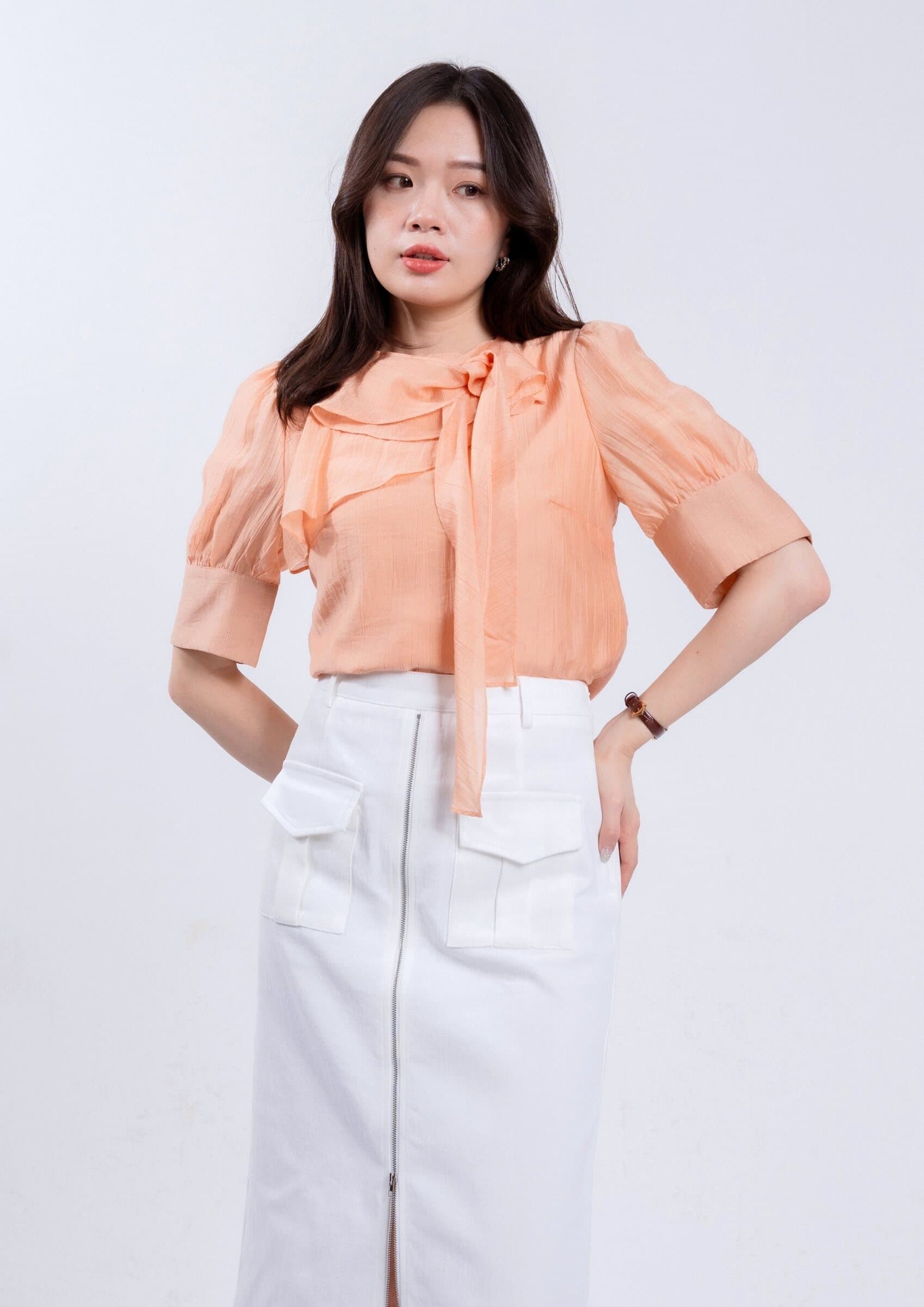 Organza Tie-Front Shirt ZBP6012