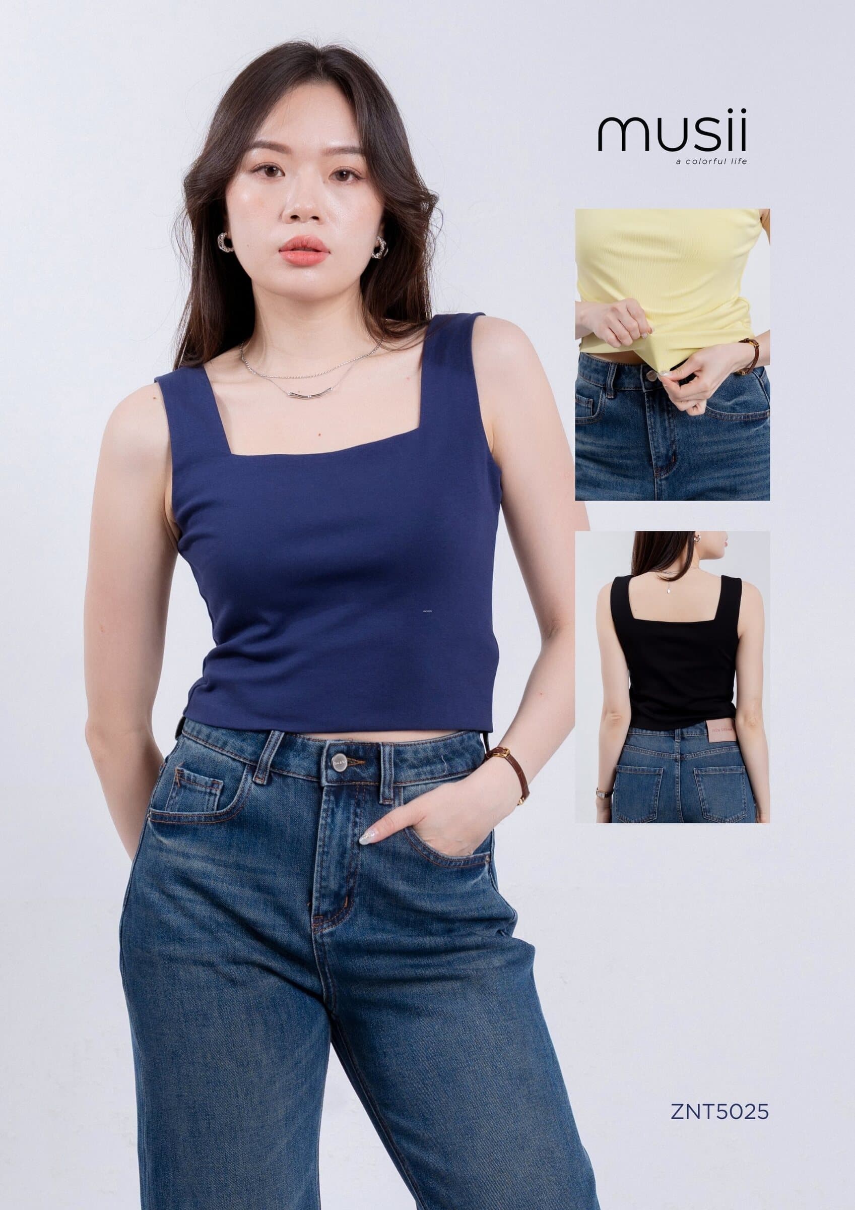 Double-Layer Square Neck Vest ZNT5025