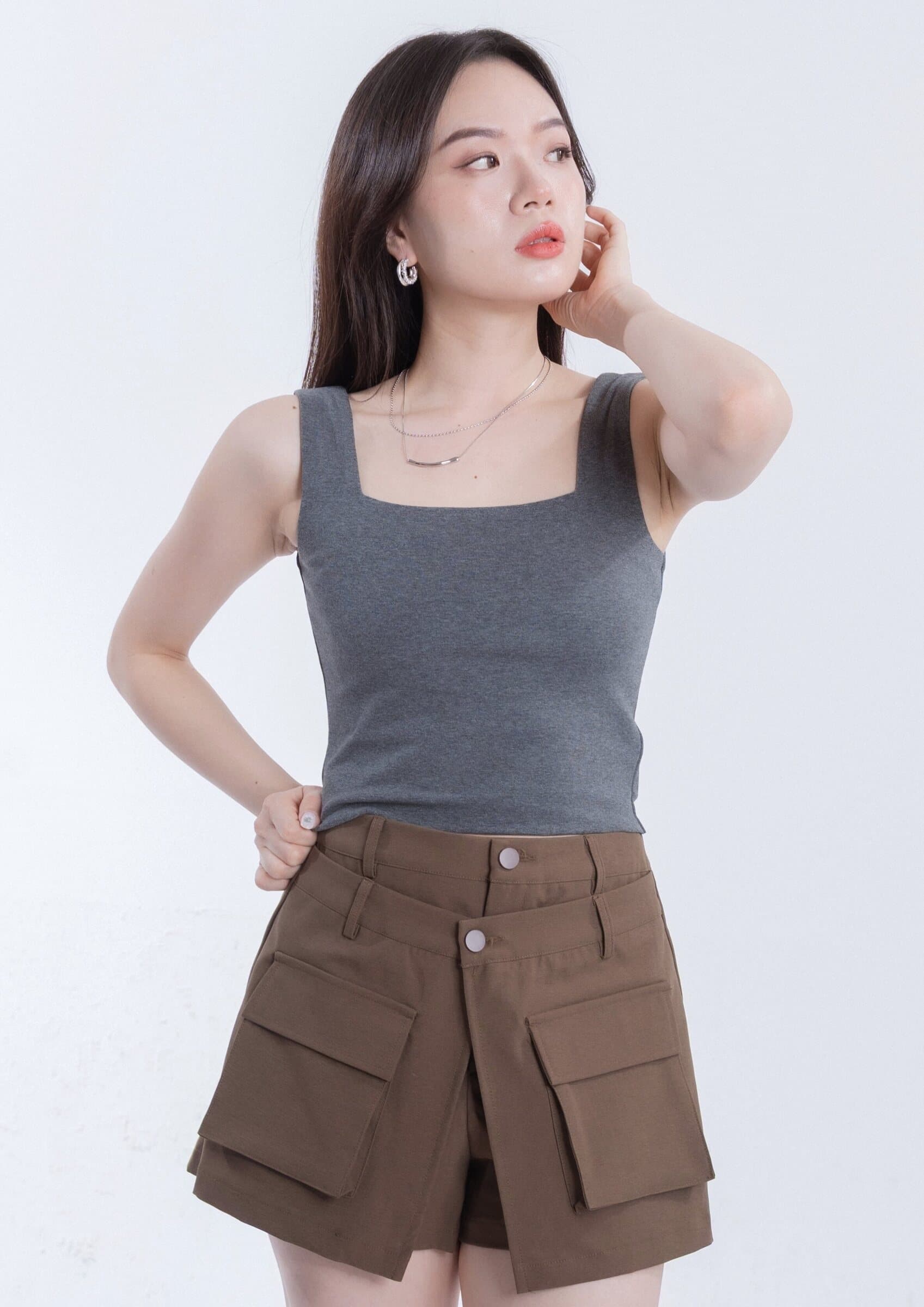 Double-Layer Square Neck Vest ZNT5025
