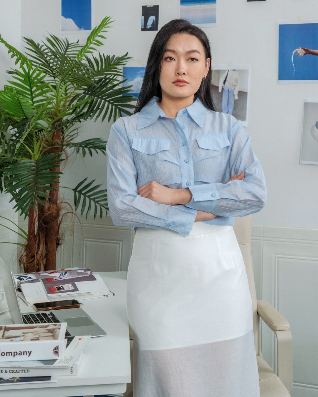 Luna Sheer Blue Crop Blouse ZBP5035 view 7
