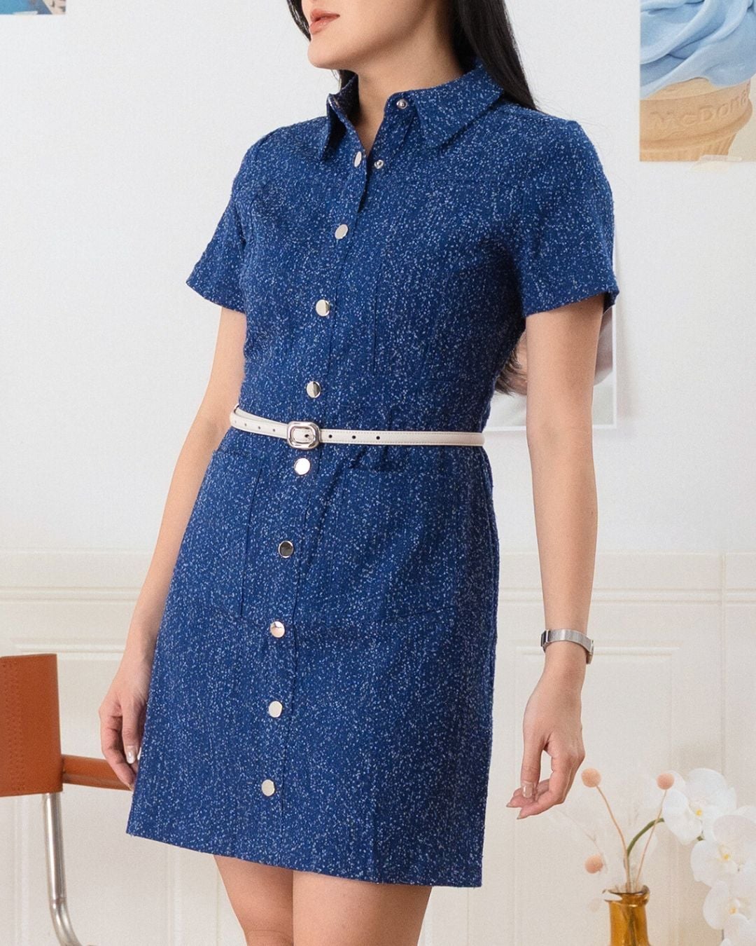 Floral Dot Denim Dress ZBL5009 view 7