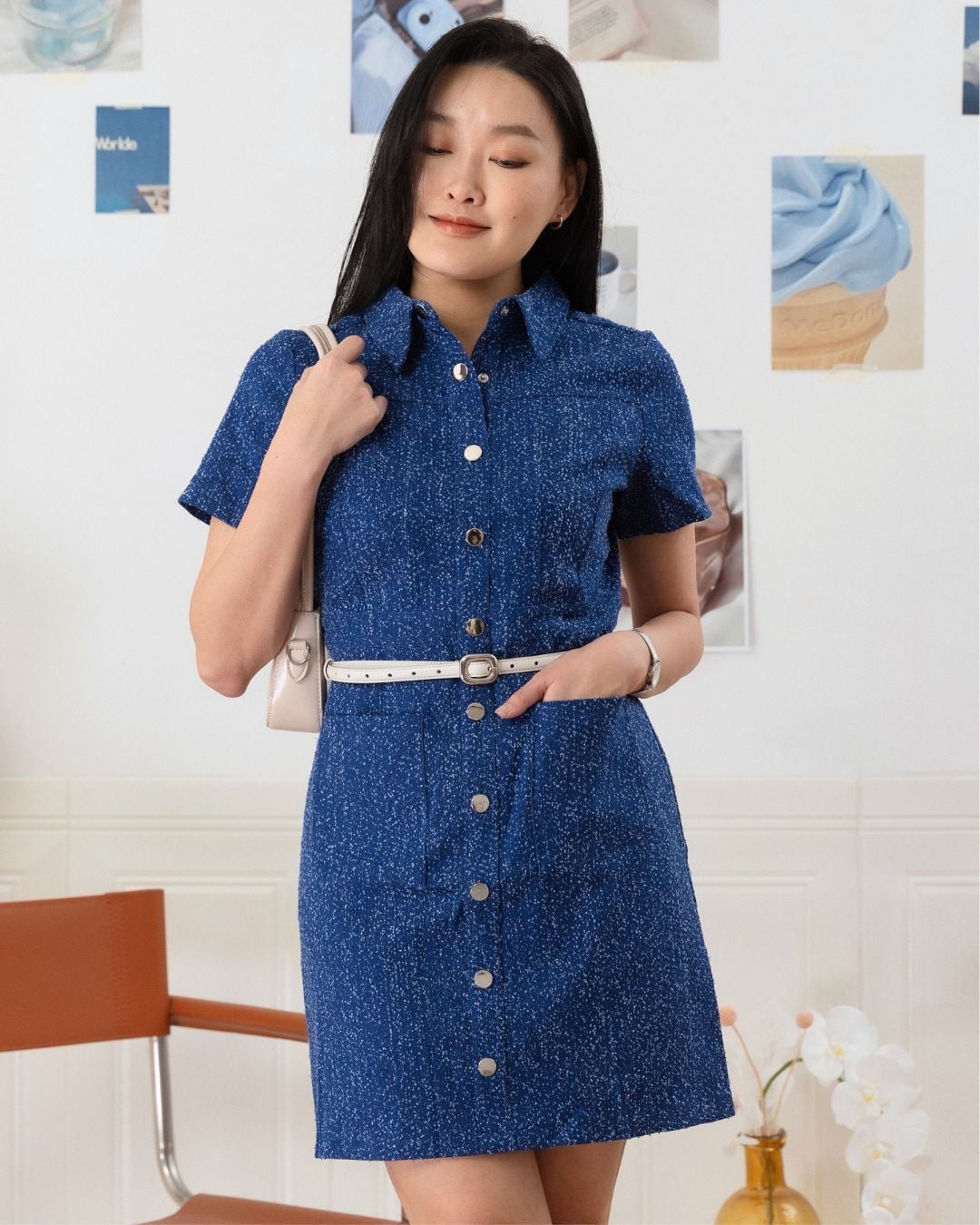 Floral Dot Denim Dress ZBL5009 view 2