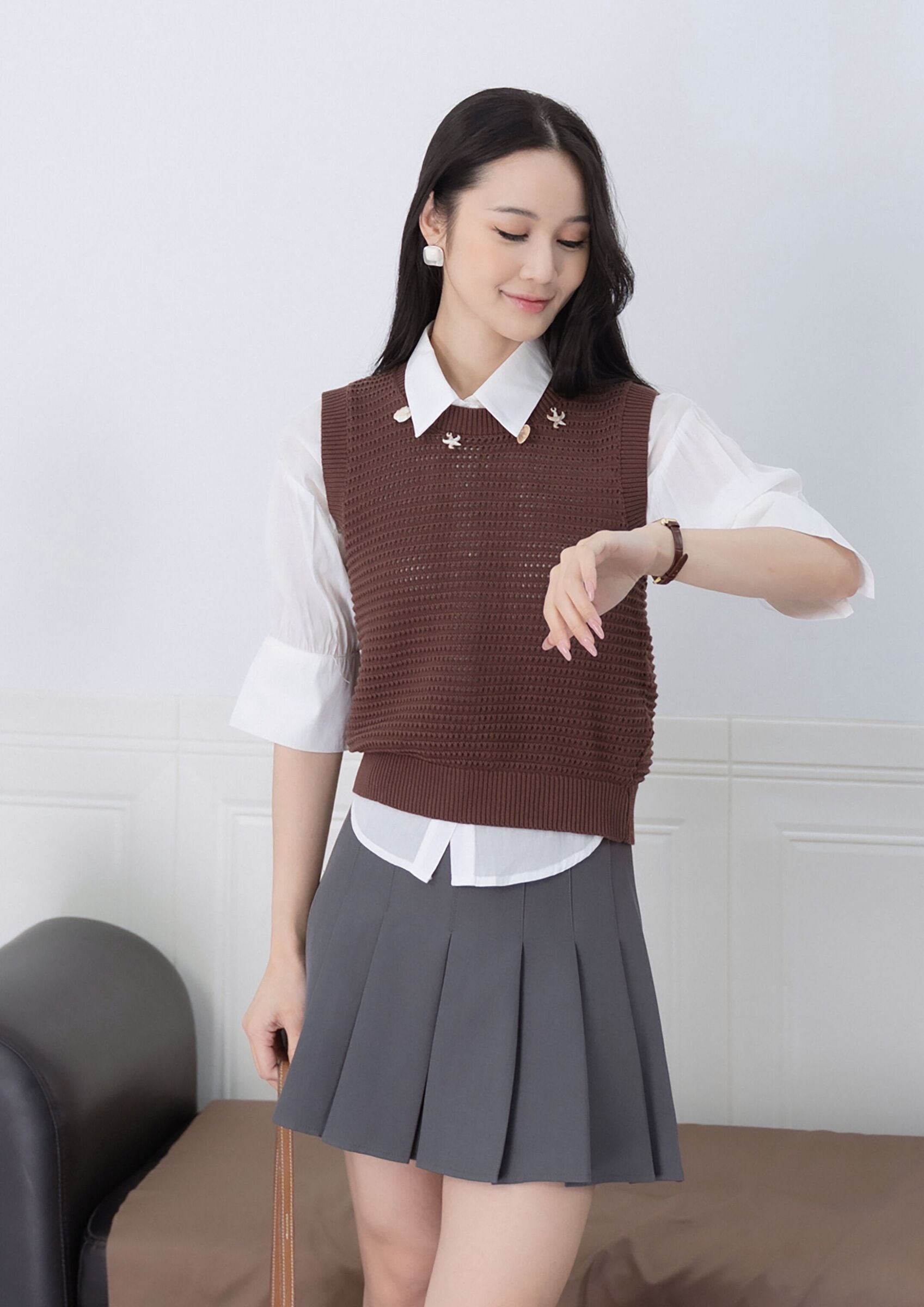 Grid Pattern Sleeveless Top ZBP5197 view 2