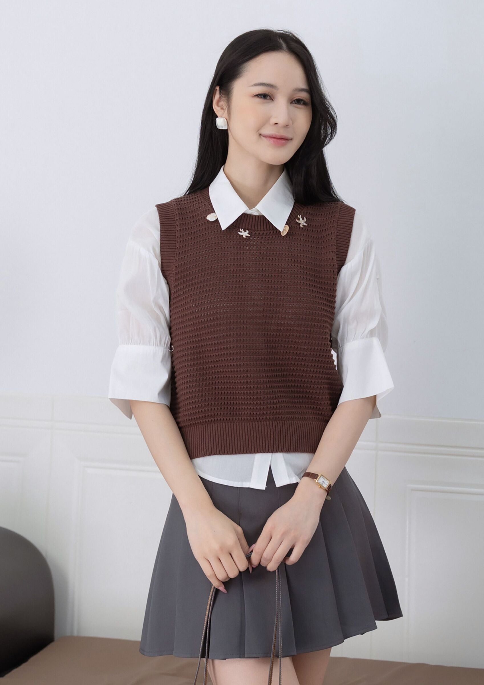 Grid Pattern Sleeveless Top ZBP5197 view 6