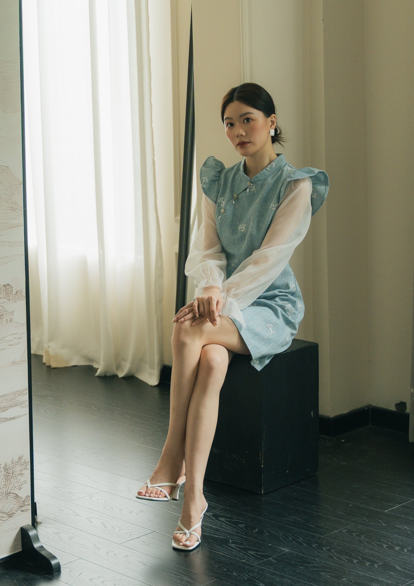 CNY Organza Long-Sleeve Dress ZBL5058 view 4