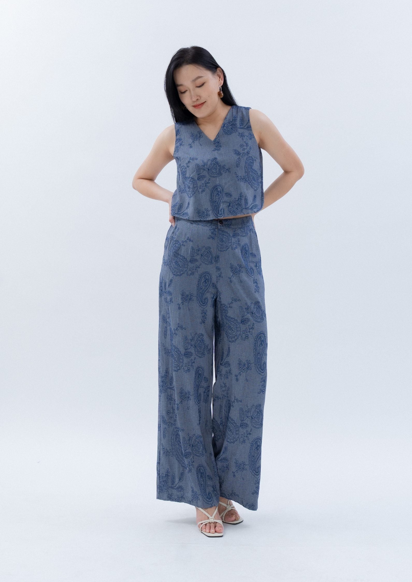Vintage Printed Sleeveless Top ZBP5189 view 4