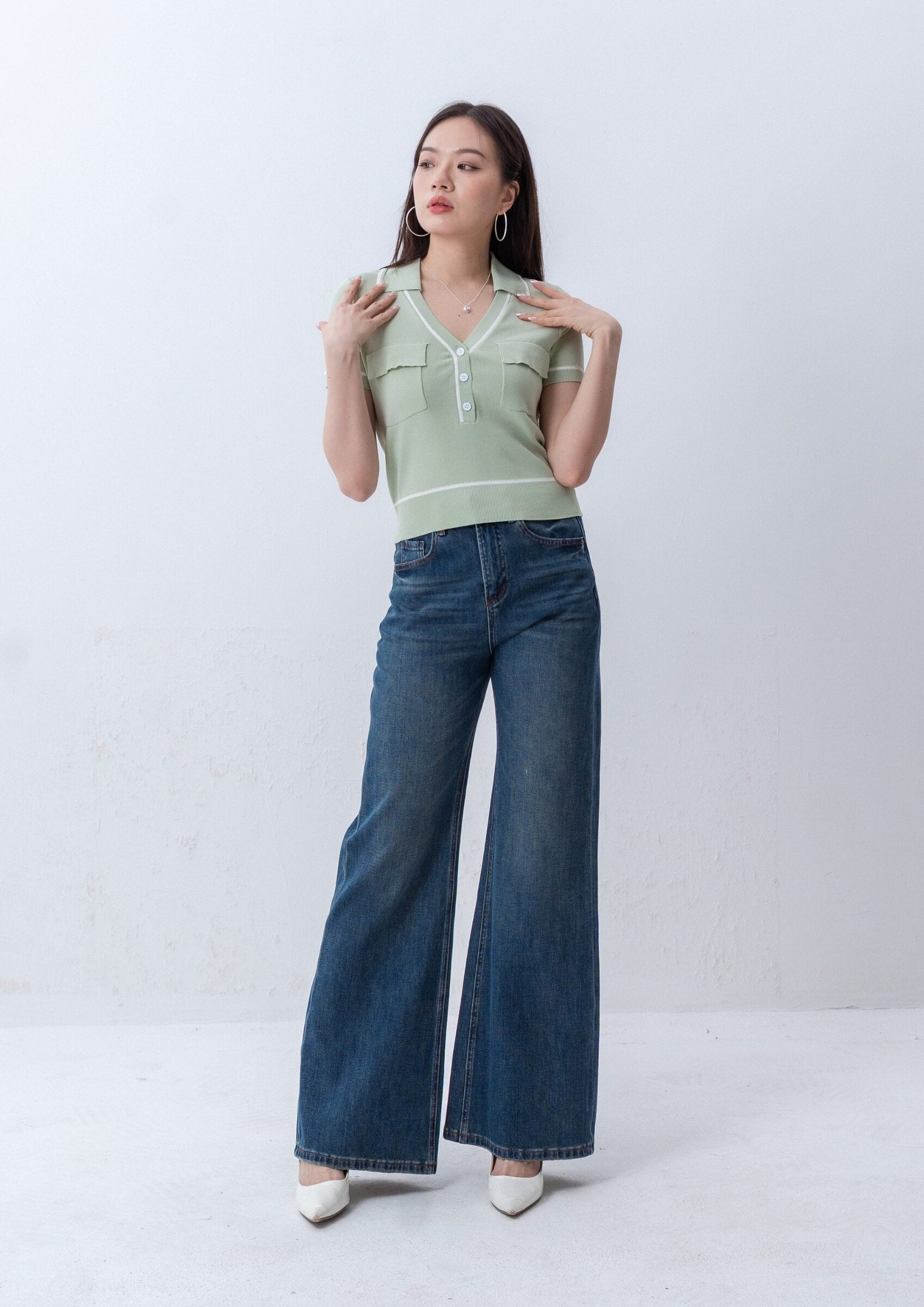 Knitted V-Neck Top ZBP5260 view 4