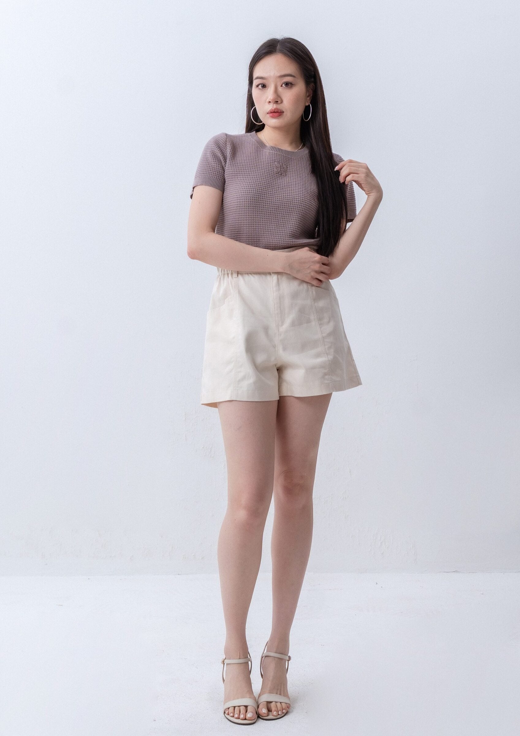 High-Waist Twill Shorts ZSP5030 view 3