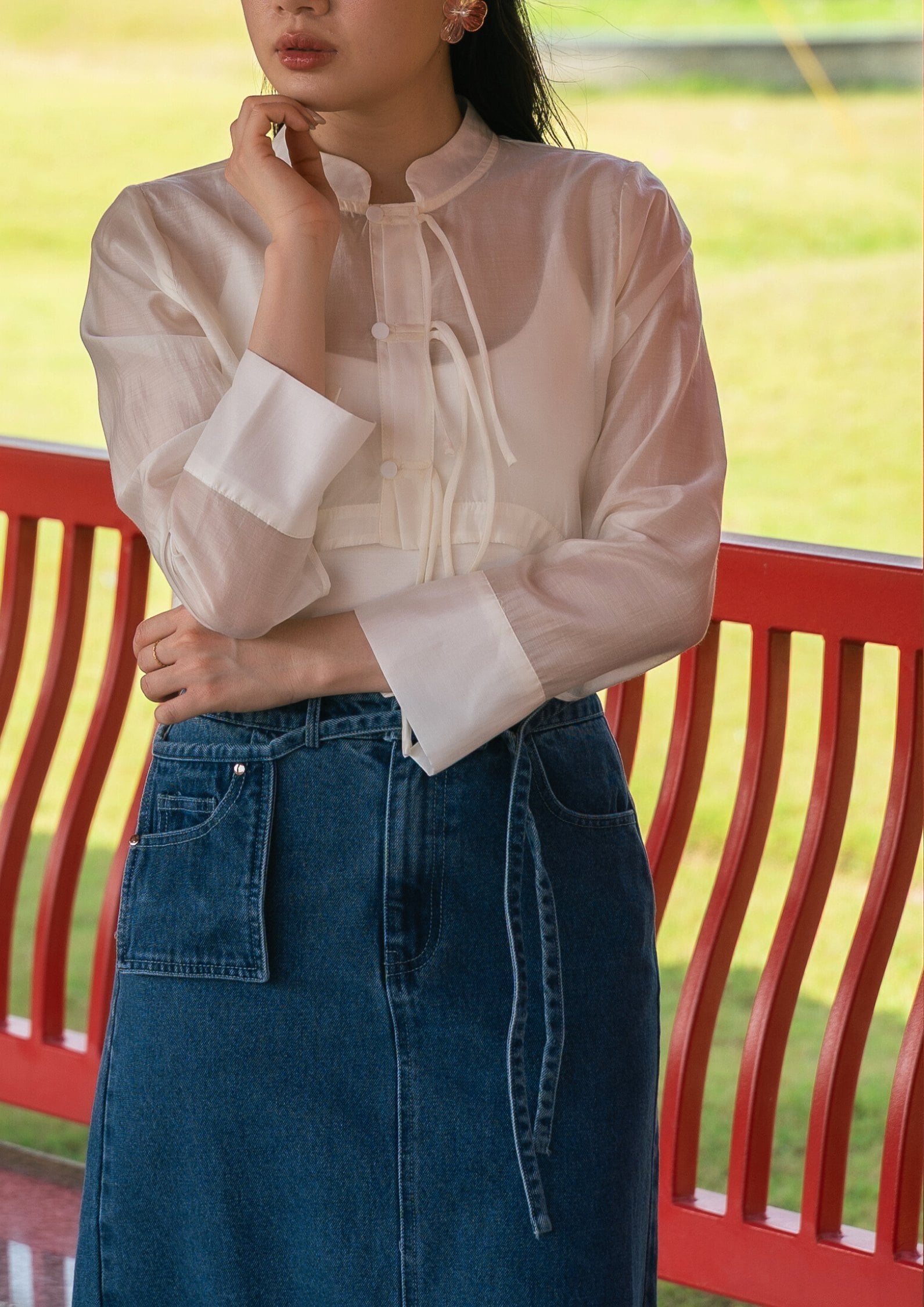 Organza Chinese-Style Shirt ZBP5234 view 5