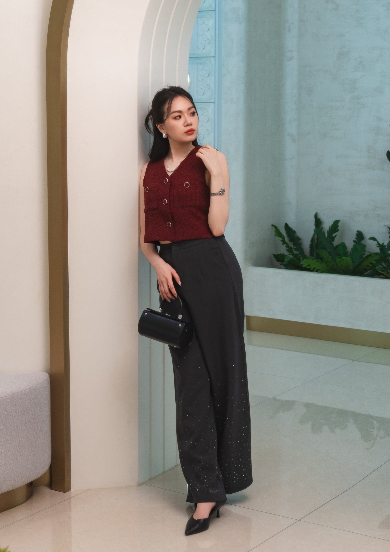 Rhinestone Hem Pants ZLP5044 view 2