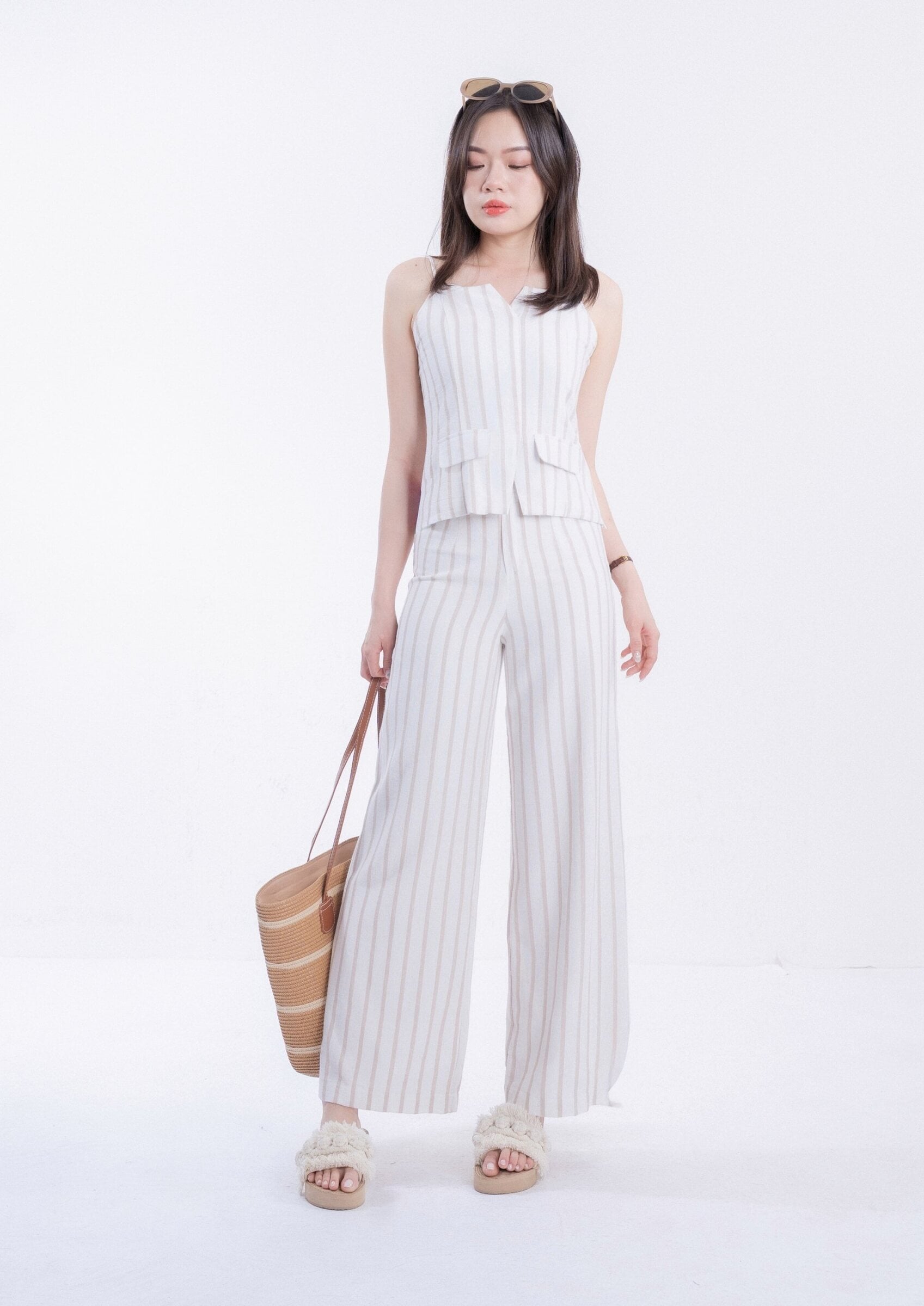 Cotton Linen Striped Blouses & Pants ZBP5245 ZLP5045 view 2
