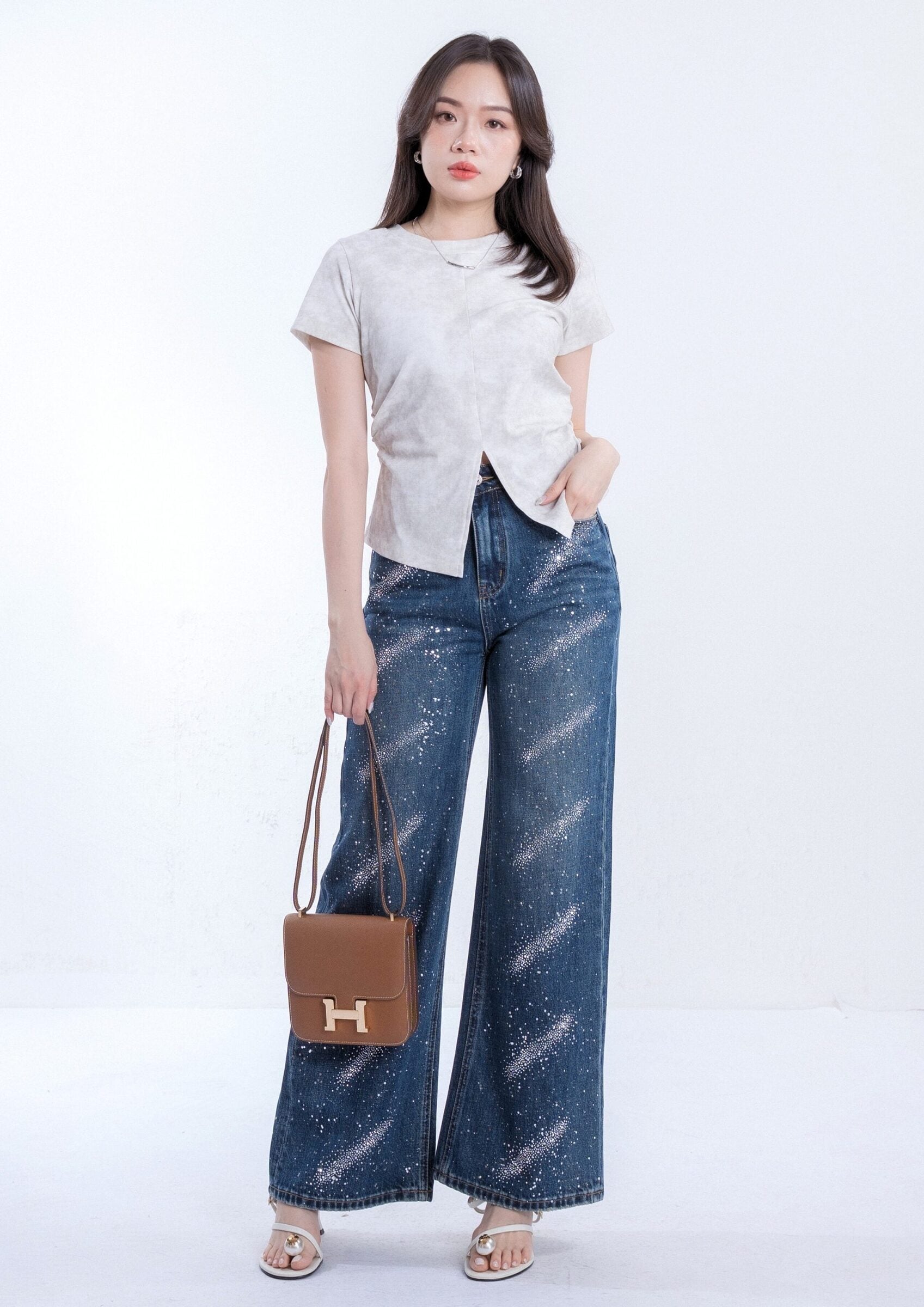 Rhinestone Denim Pants ZJL5037 view 9