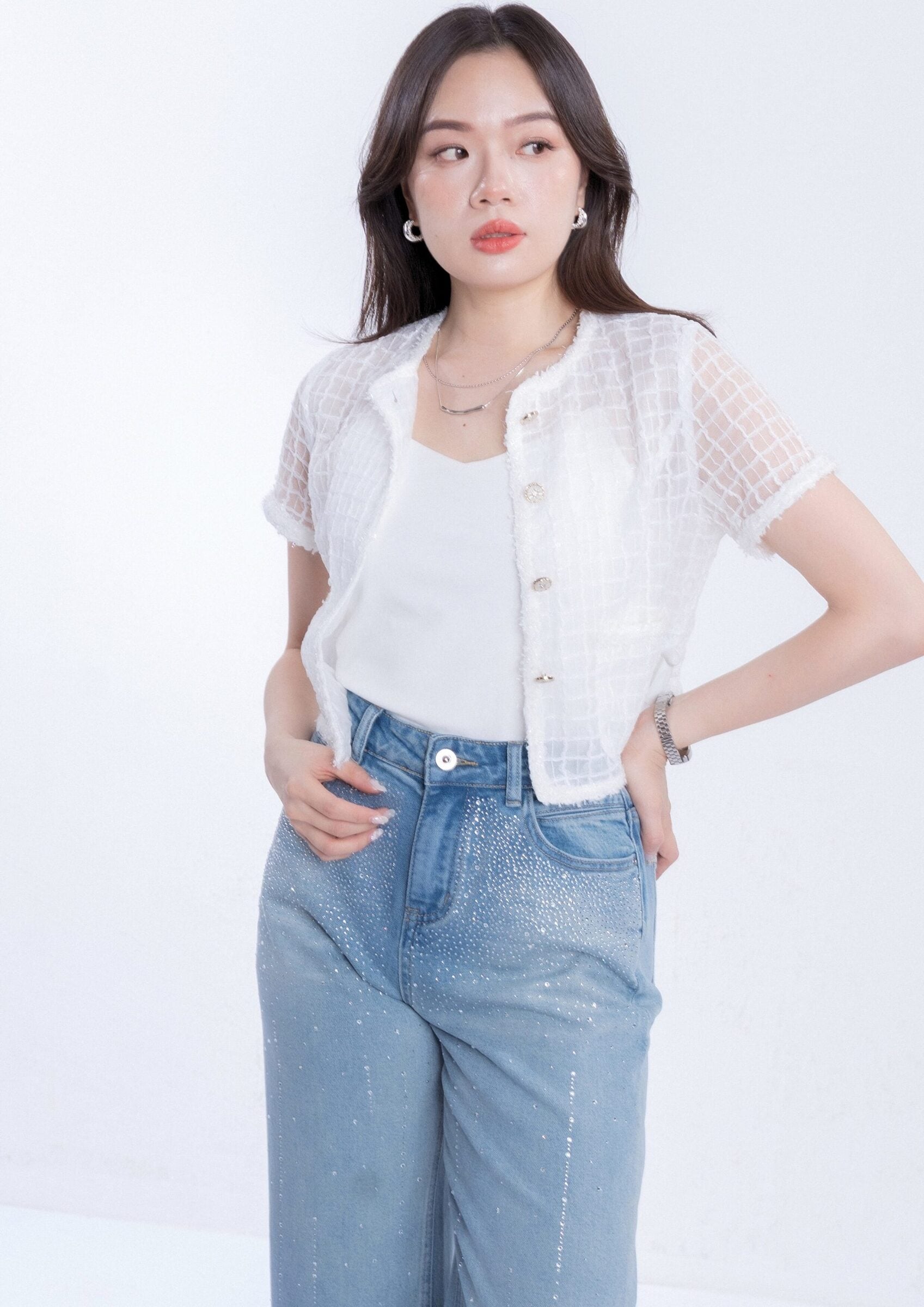 Sheer Chiffon Short Sleeve Top ZBP5272 view 2