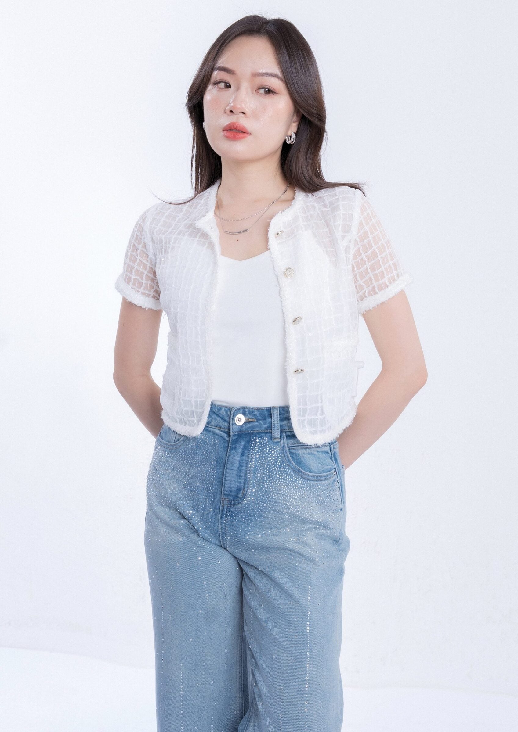 Sheer Chiffon Short Sleeve Top ZBP5272 view 7