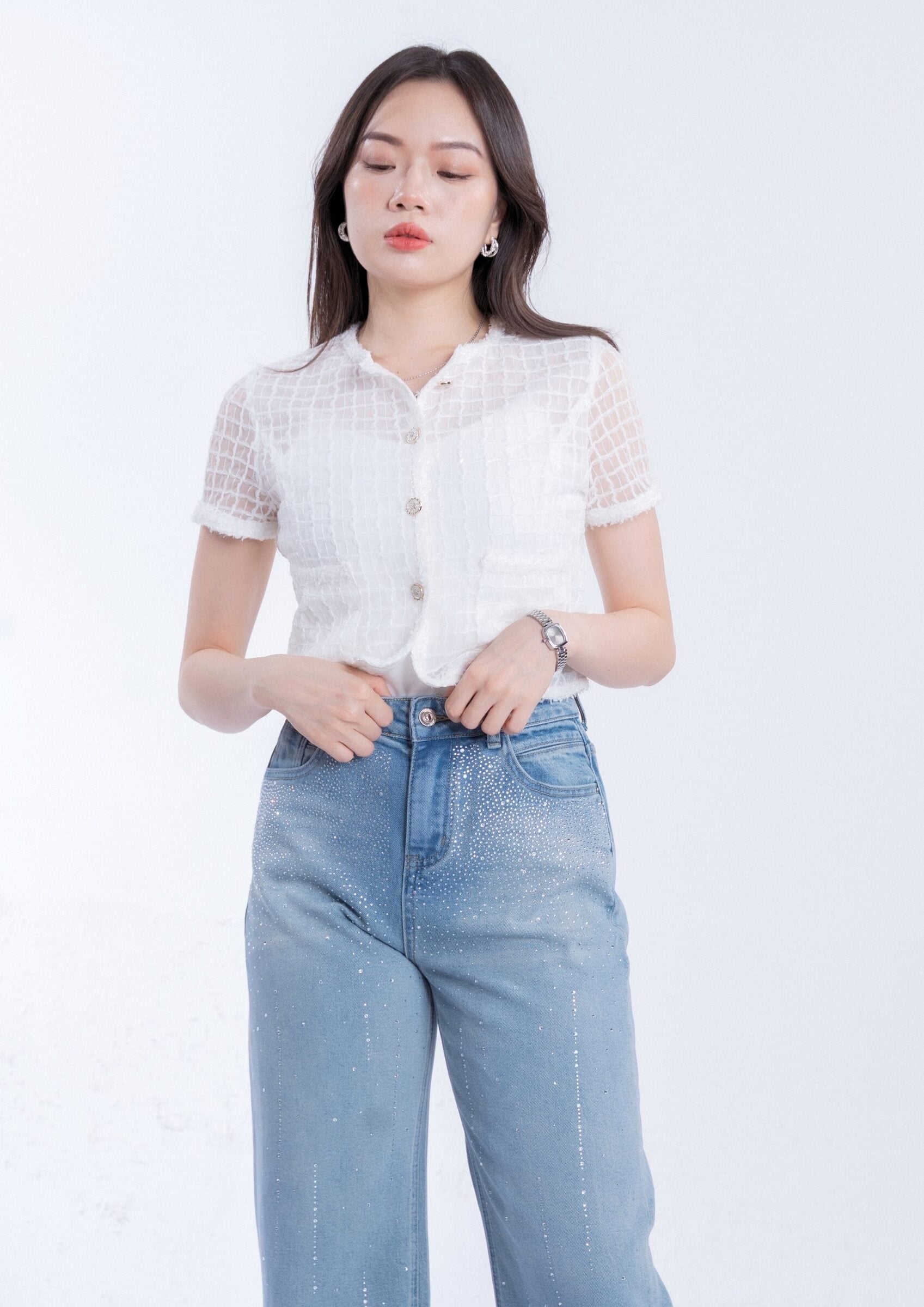 Sheer Chiffon Short Sleeve Top ZBP5272 view 6