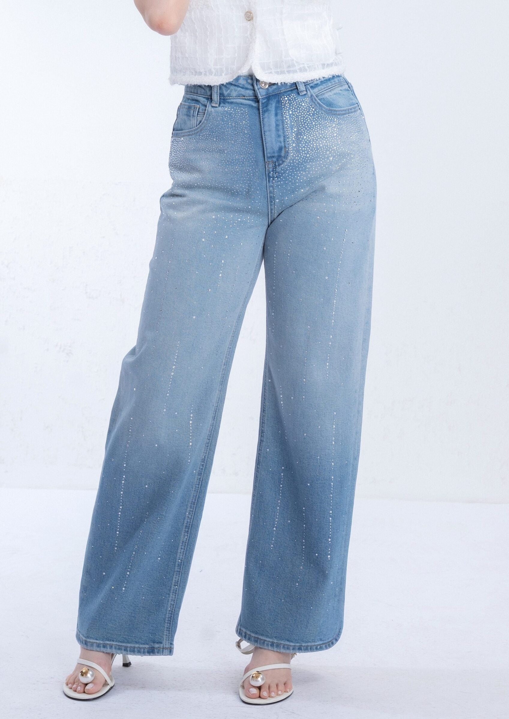 Ombre Rhinestone Denim Pants ZJL5038 view 6