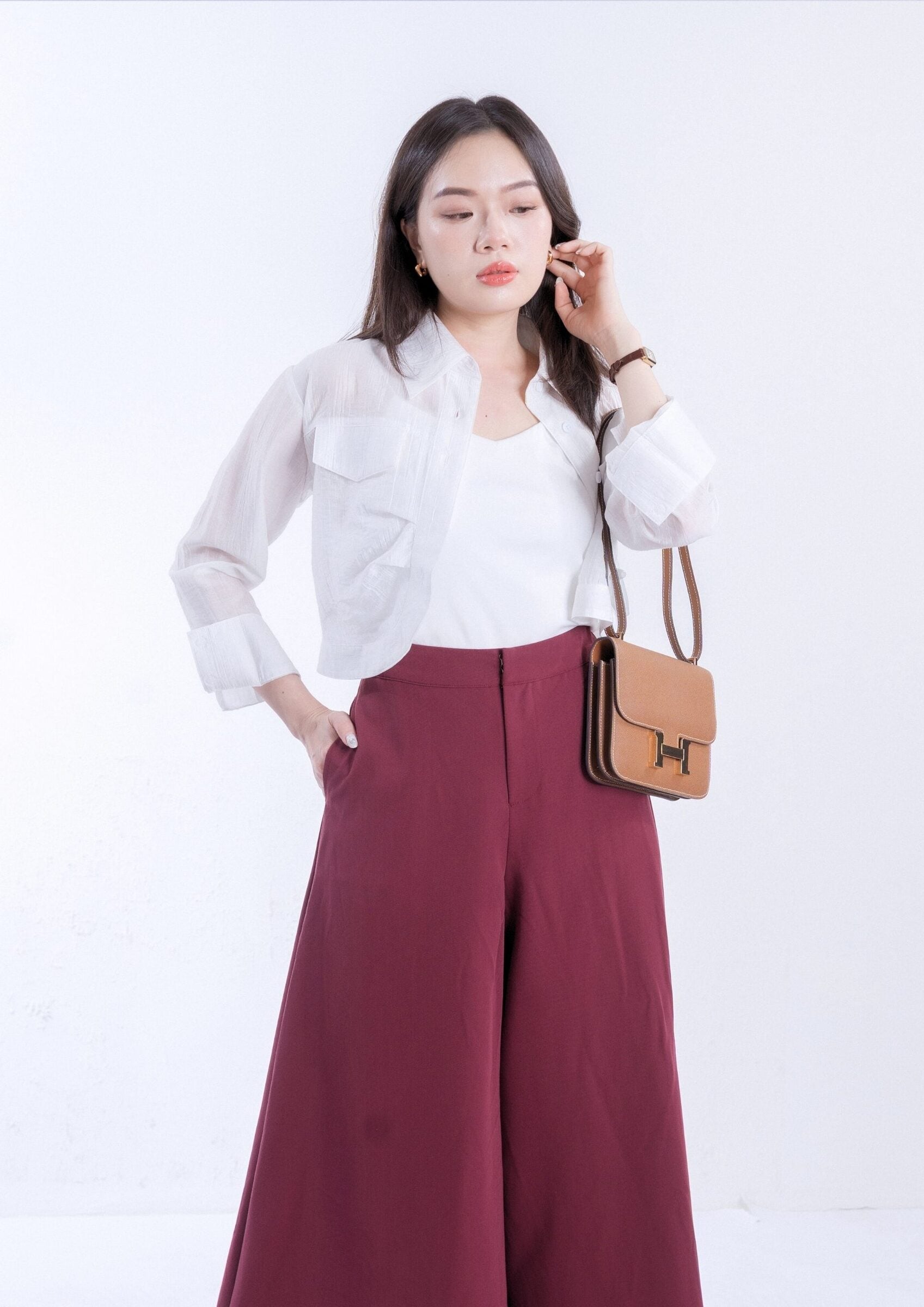 Luna Sheer Blue Crop Blouse ZBP5035 view 3