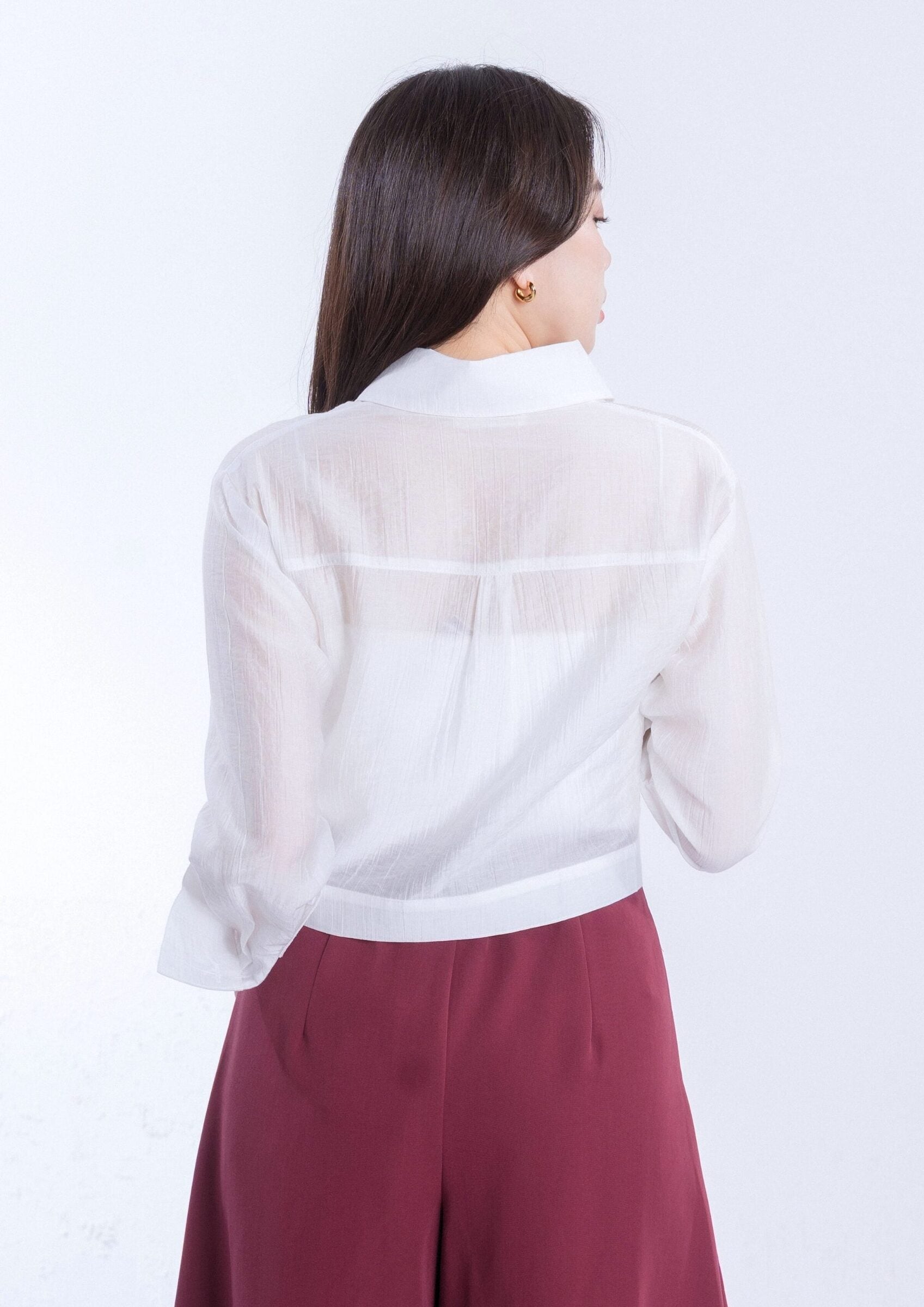 Luna Sheer Blue Crop Blouse ZBP5035 view 4