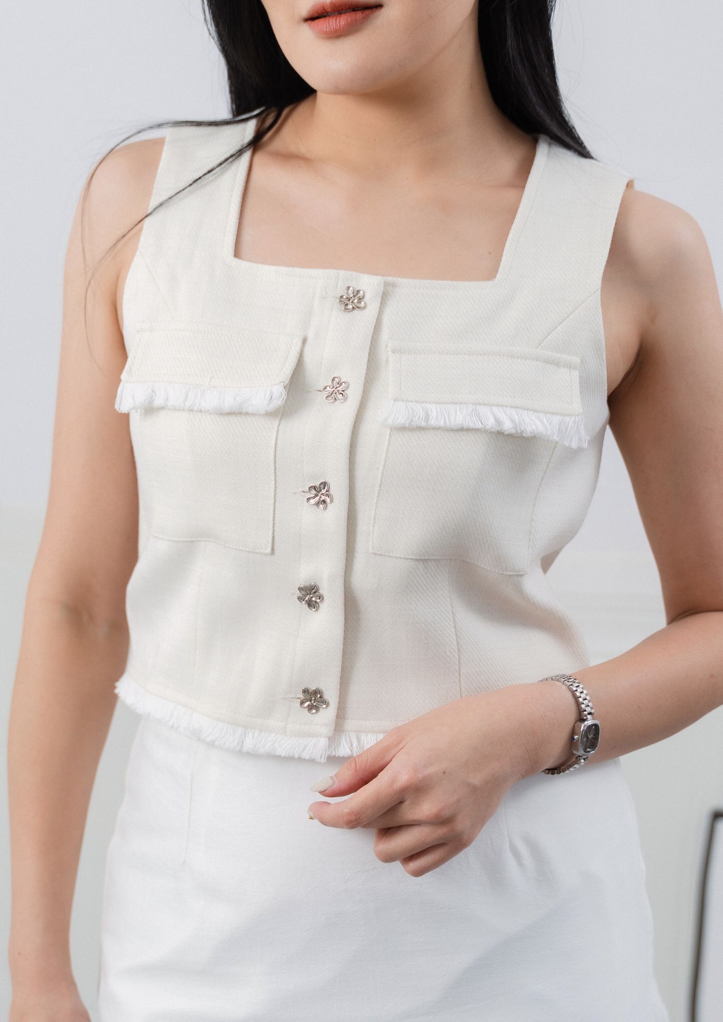 Elodie Tweed Button Top ZBP5113
