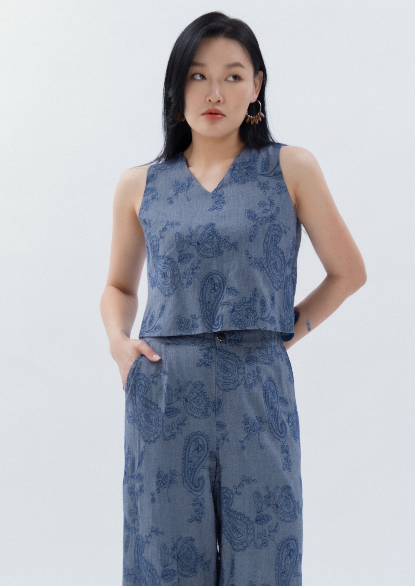 Vintage Printed Sleeveless Top ZBP5189