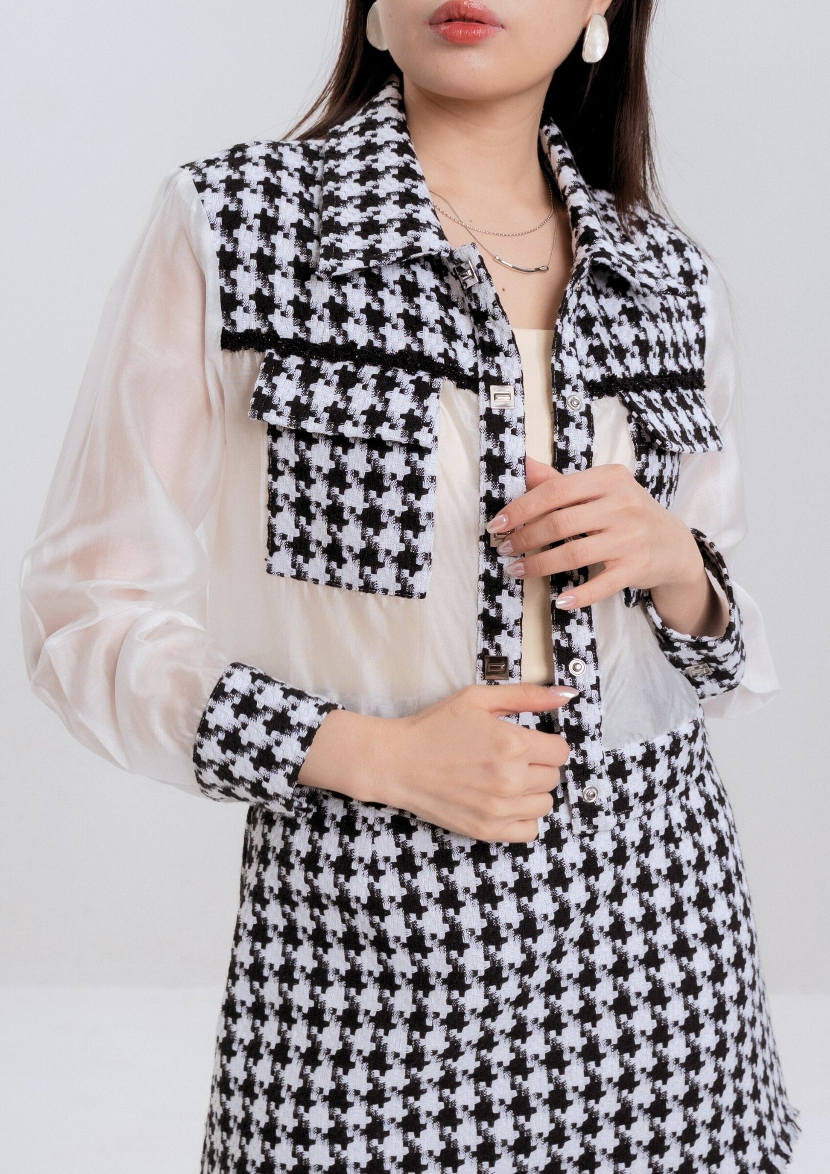 Chic Tweed Organza Shirt ZBP5226