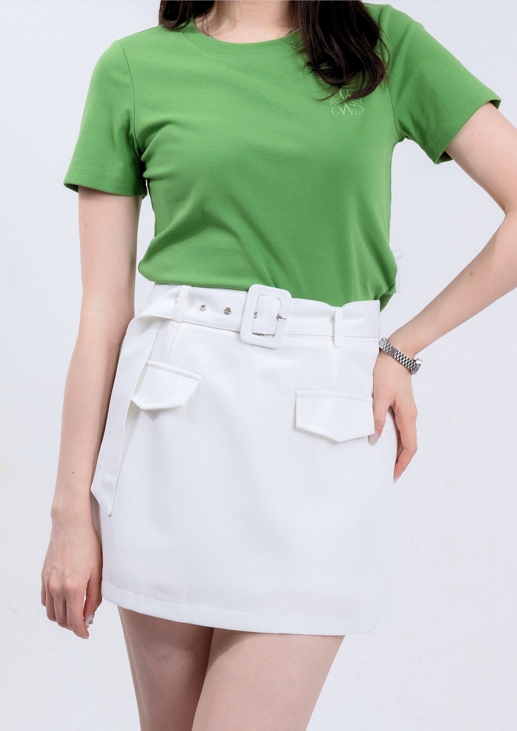 Skirt with Built-In Wide Belt ZSK6003