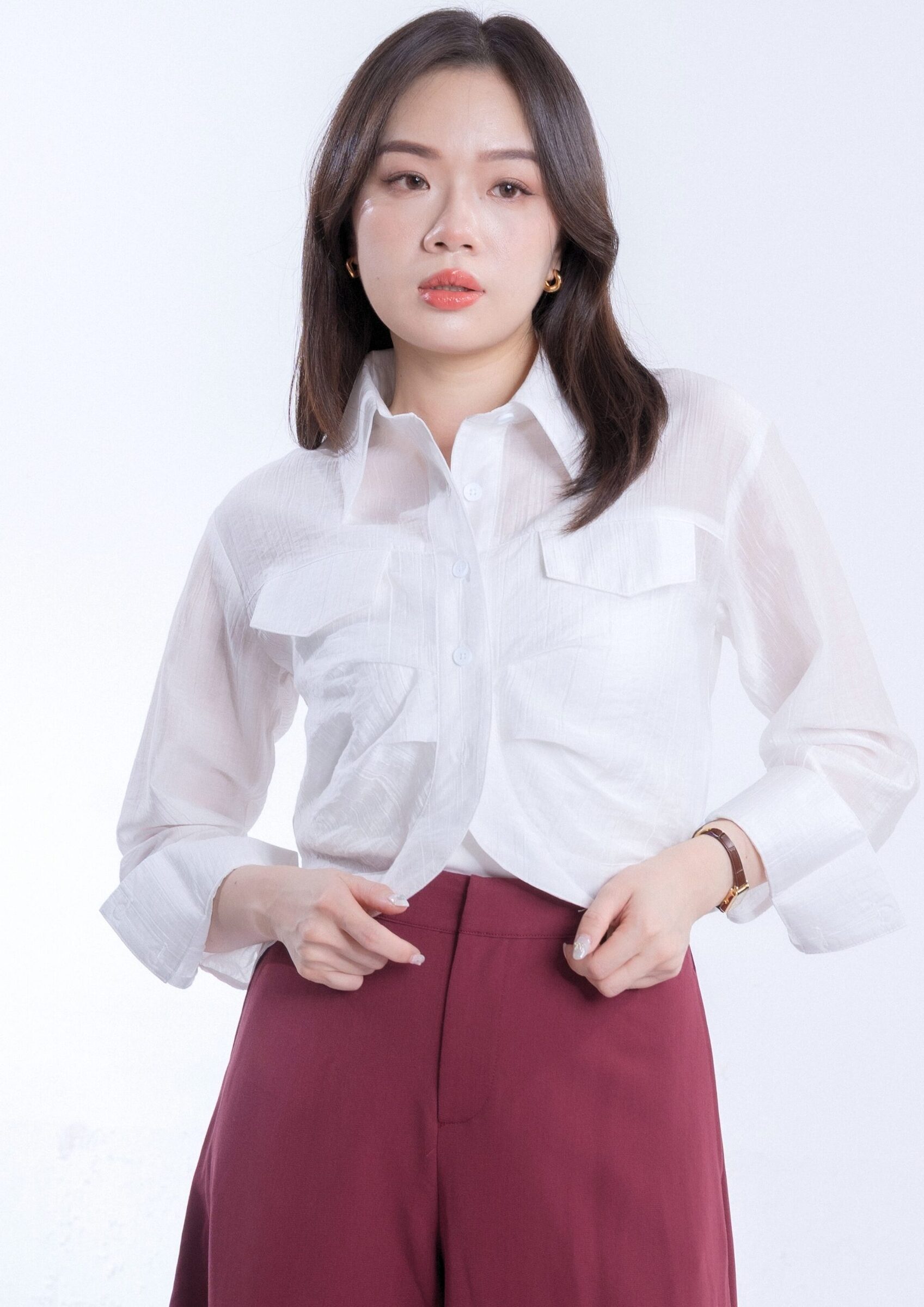 Luna Sheer Blue Crop Blouse ZBP5035