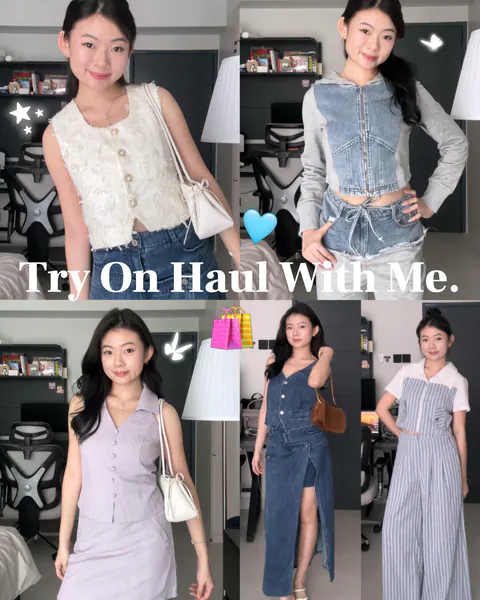 Try-on collage featuring five MUSII outfits