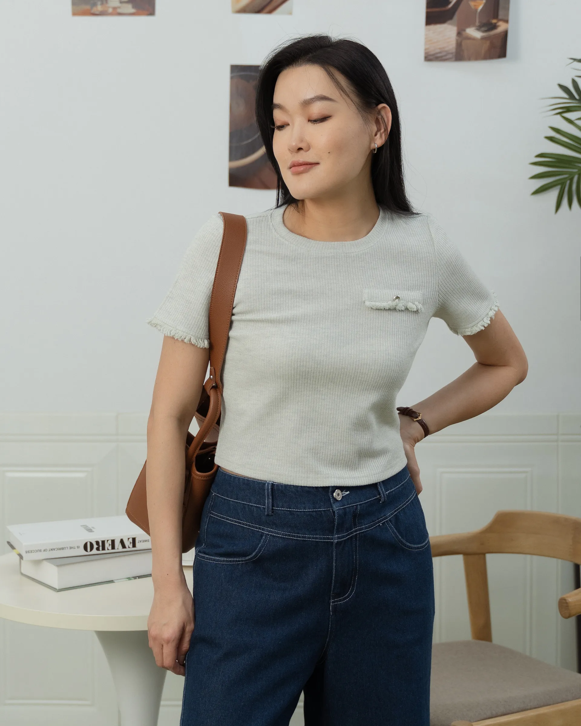 Ivy Fray Trim Knit Top ZBP5049