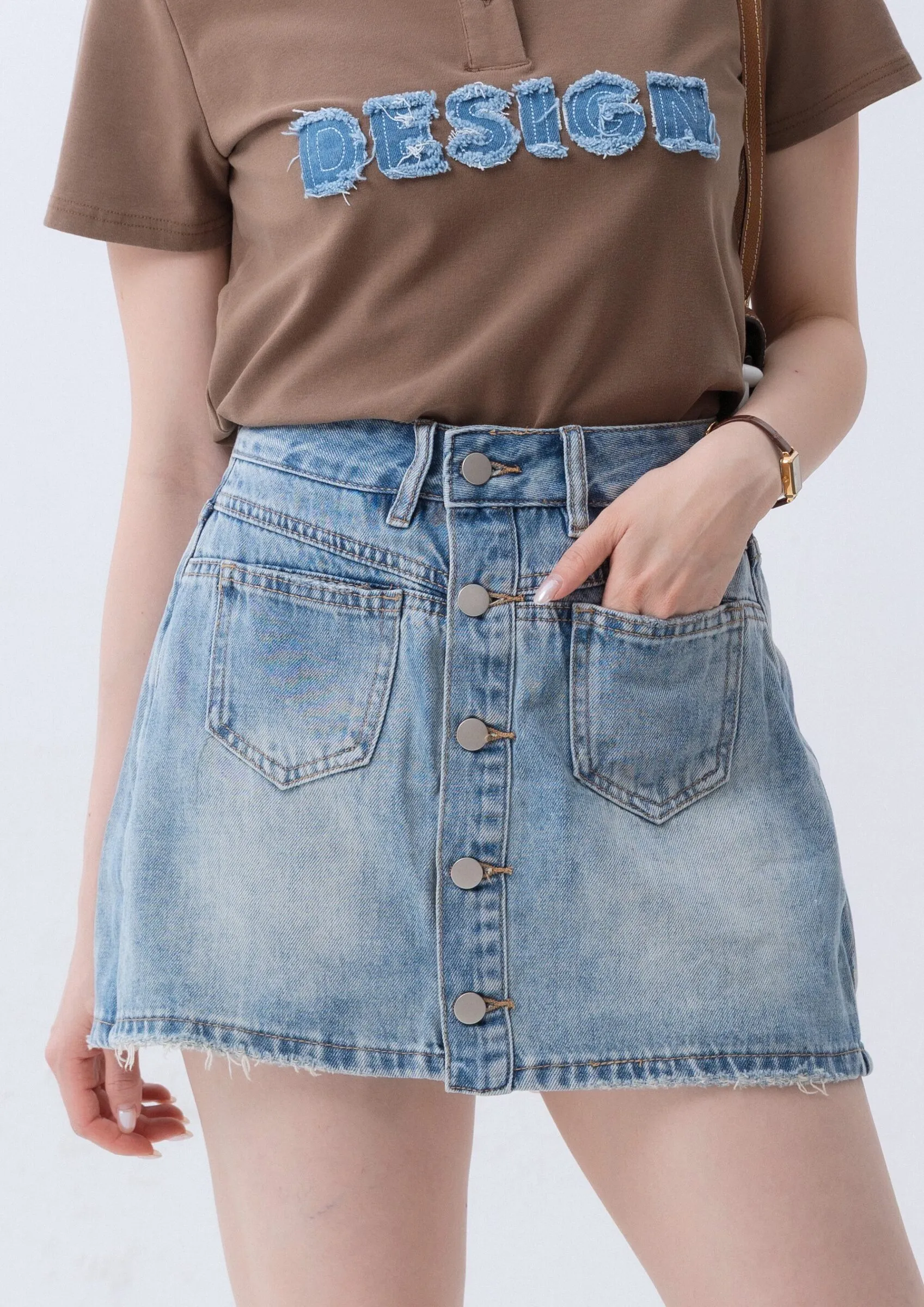 Denim Button Skort ZJP5006