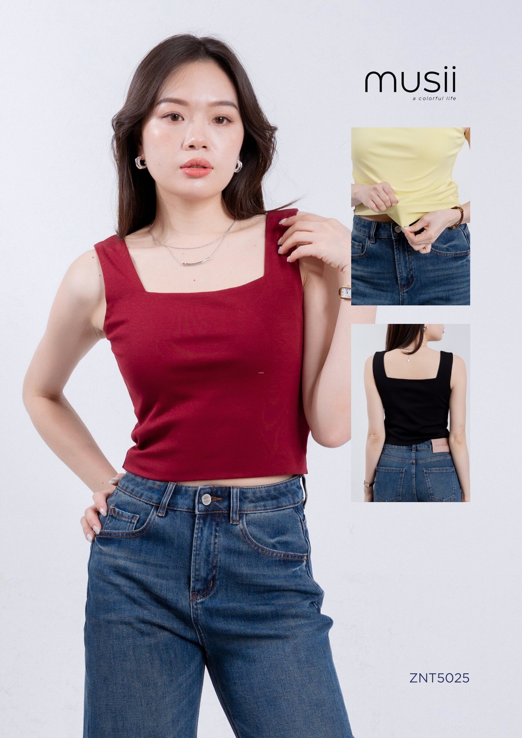Double-Layer Square Neck Vest ZNT5025