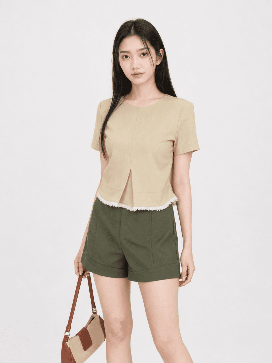 Fuzzy-Hem Sleeved Top ZBP5190