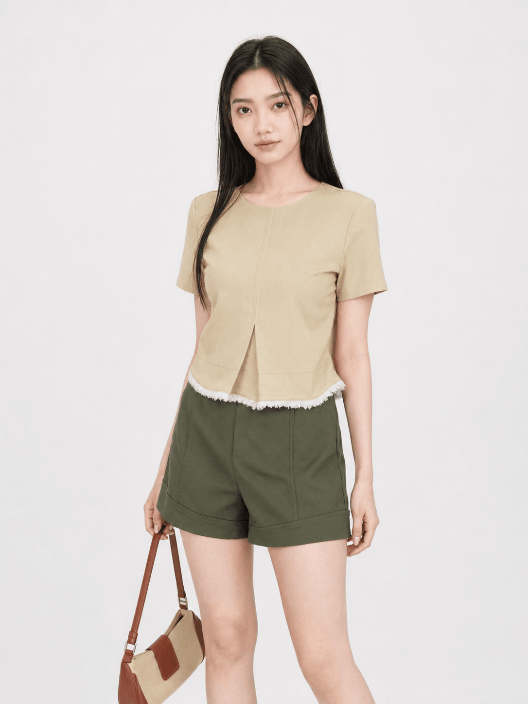 Fuzzy-Hem Sleeved Top ZBP5190