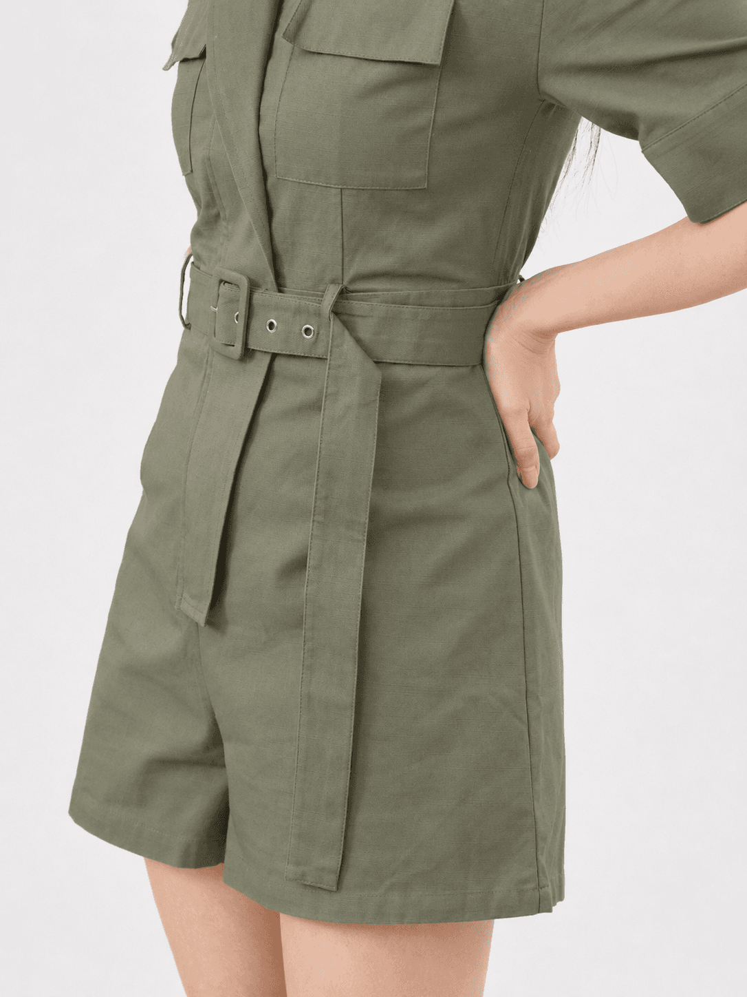Juno Front-Zip Cargo Romper ZBL5017