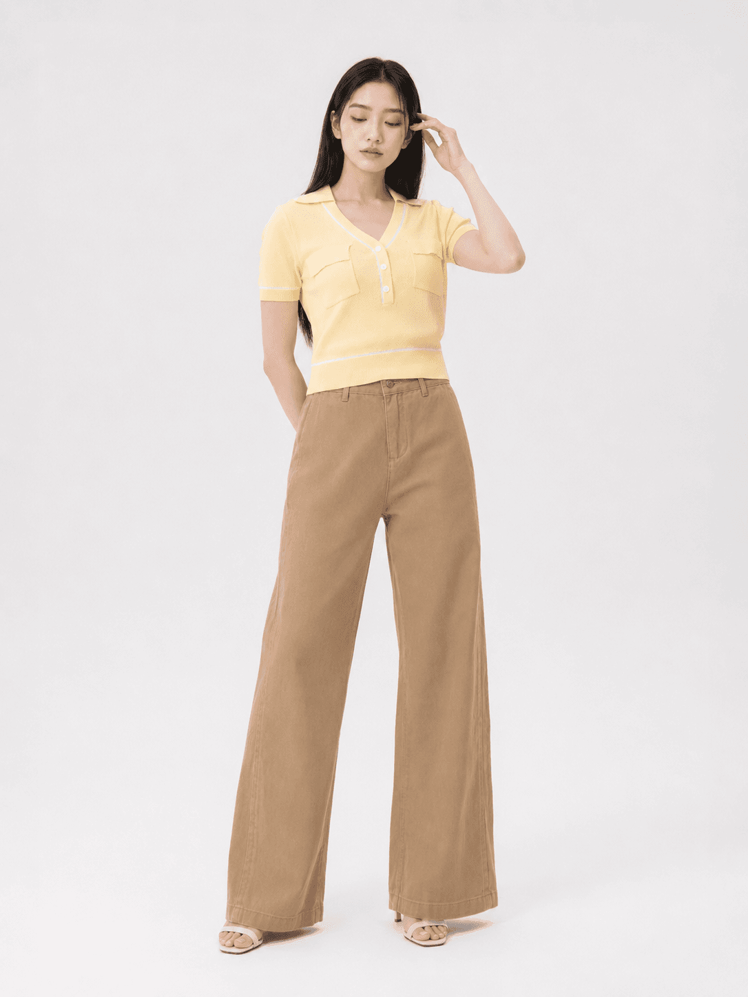 Knitted V-Neck Top ZBP5260
