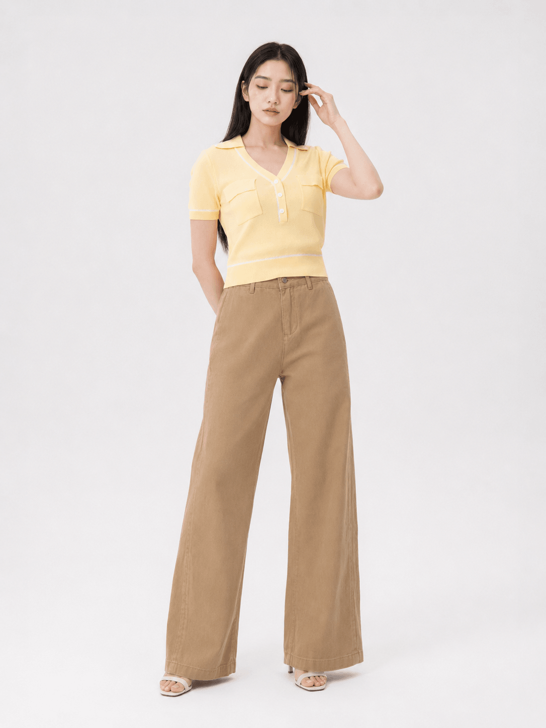 Knitted V-Neck Top ZBP5260