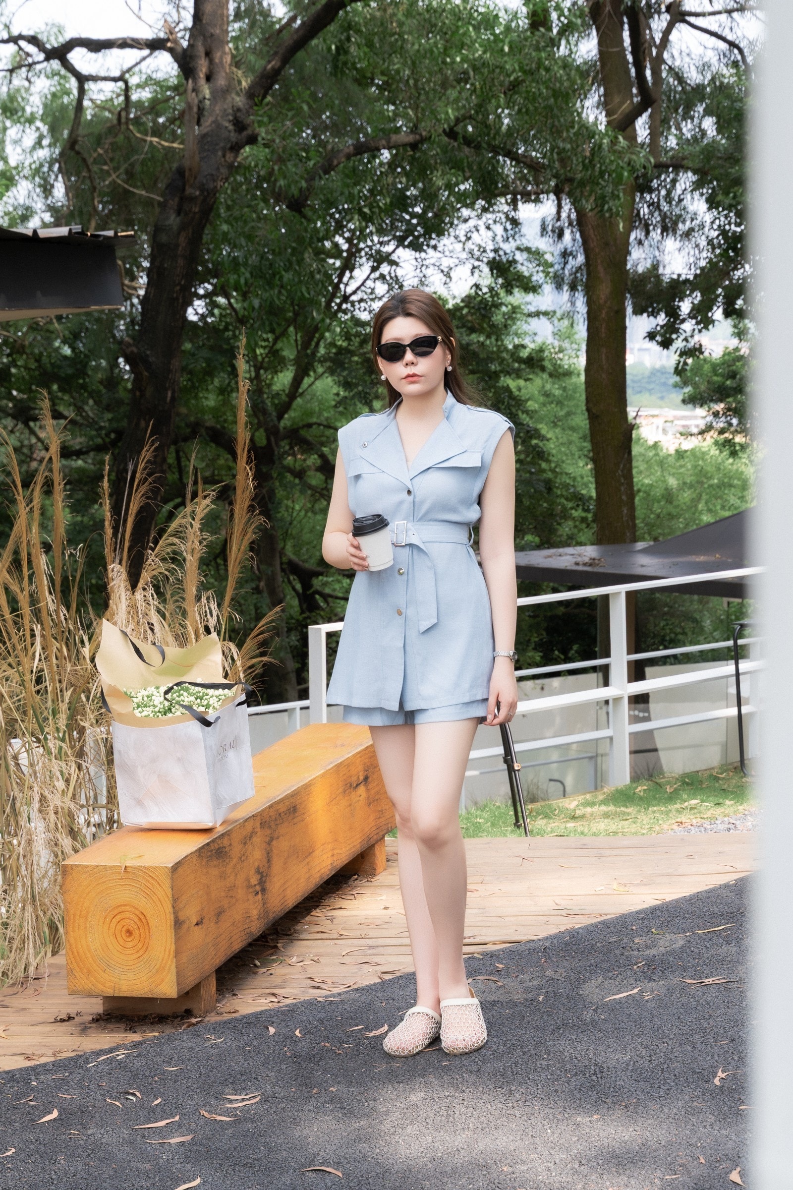 Linen Blend Sleeveless Set