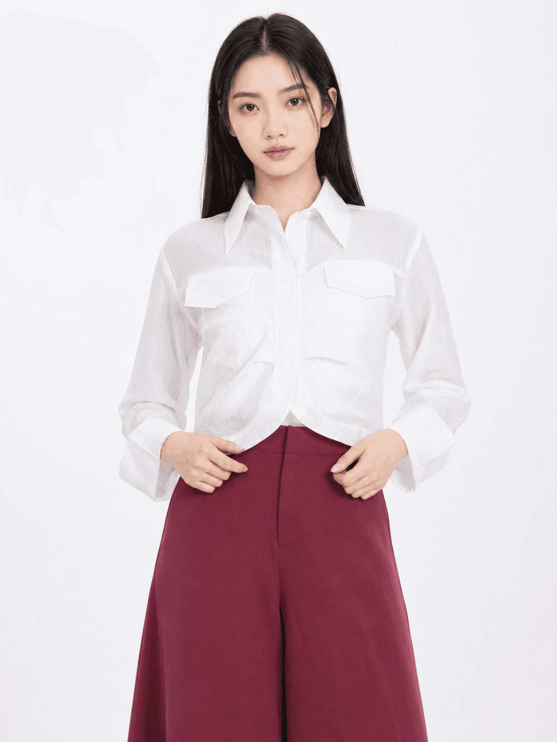 Luna Sheer Blue Crop Blouse ZBP5035