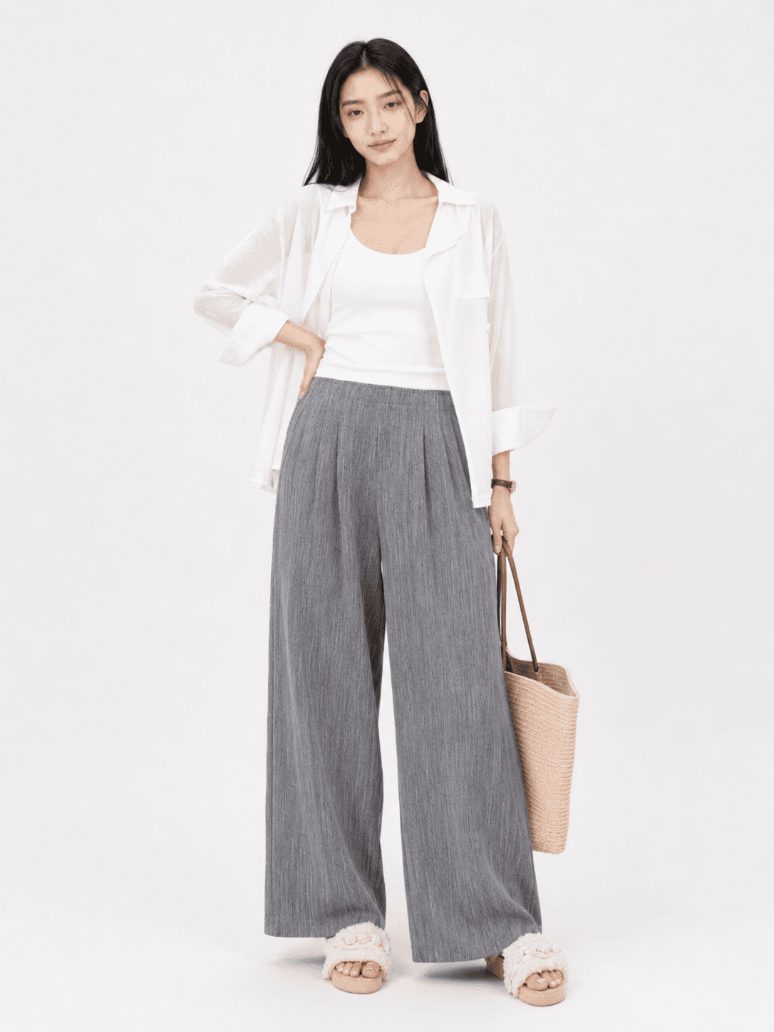 Ollie Grainy Relaxed Straight Pants ZLP5017