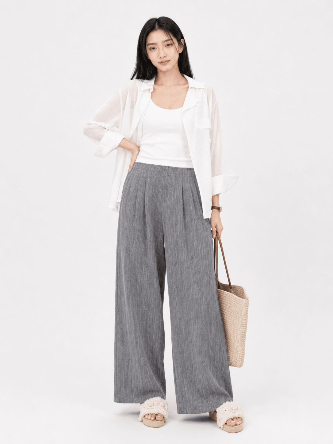 Ollie Grainy Relaxed Straight Pants ZLP5017