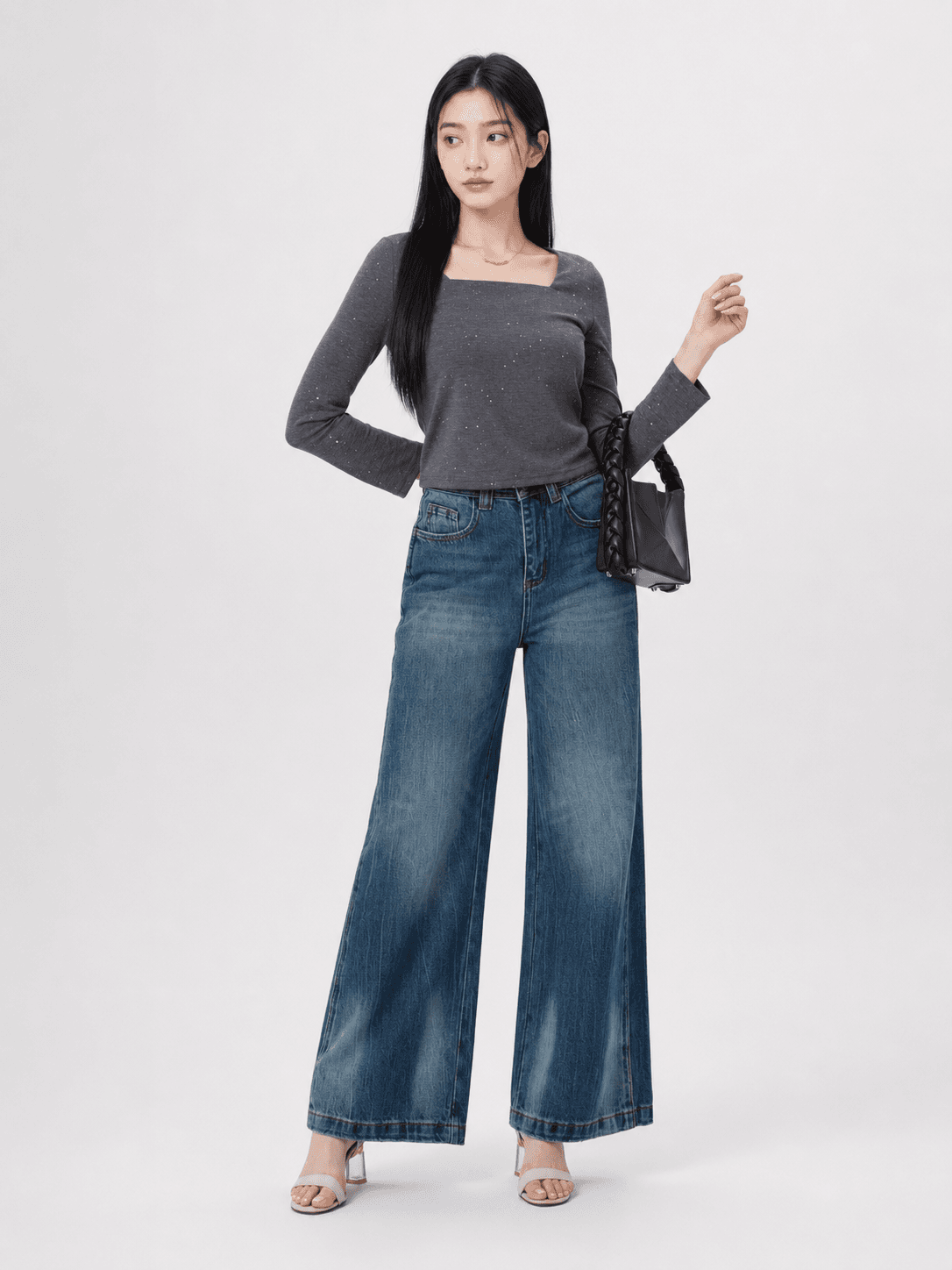 Rhinestone Long Sleeve Top ZBP5228